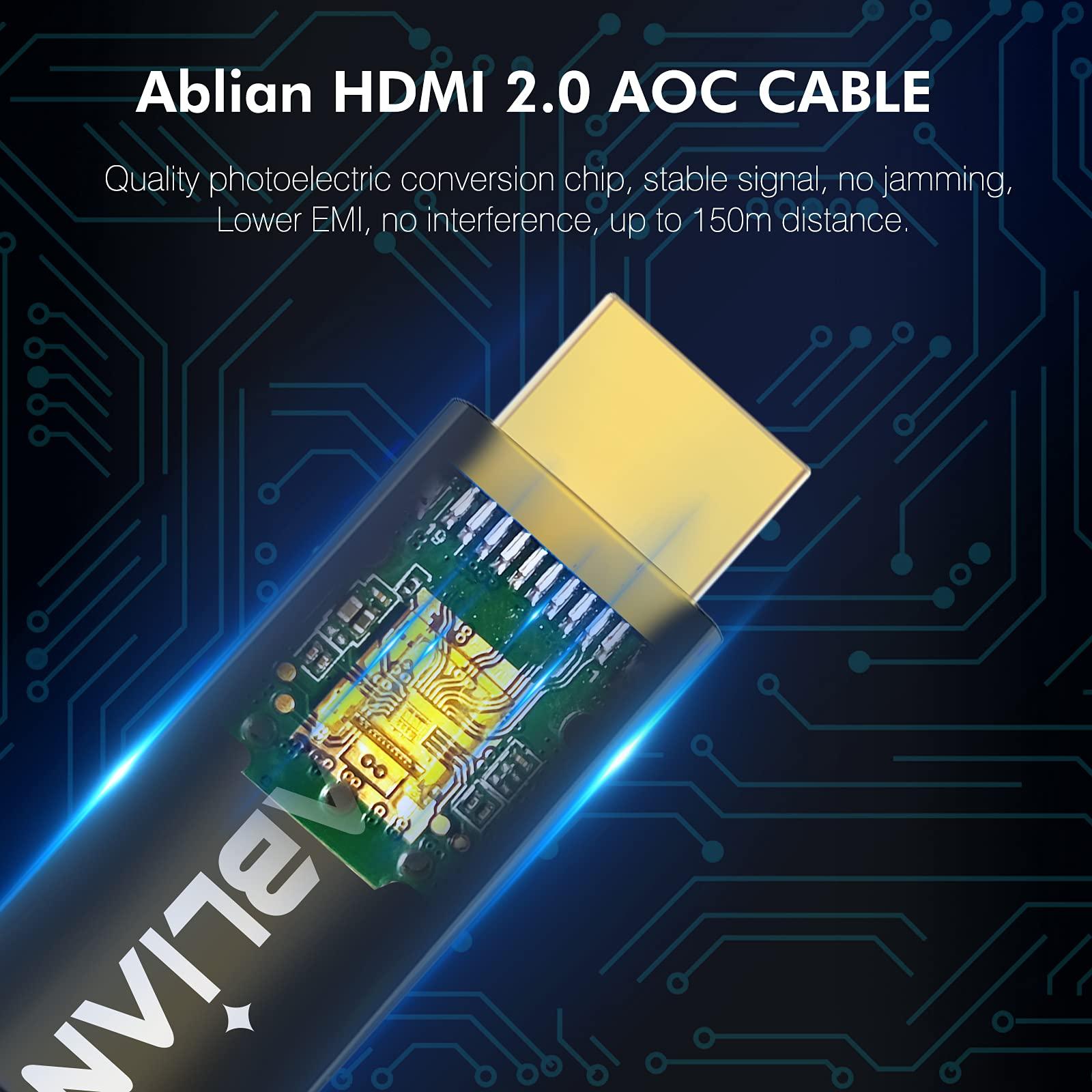 Ablian 4K Long HDMI Cable 25ft,HDMI to HDMI 2.0 Cable with 18gbps High Speed,Support 4K@60Hz Dynamic HDR 10 eARC,CL3 Rated for in-Wall Installation,Compatible for Ps4,Xbox,Apple Tv, Projector,Roku