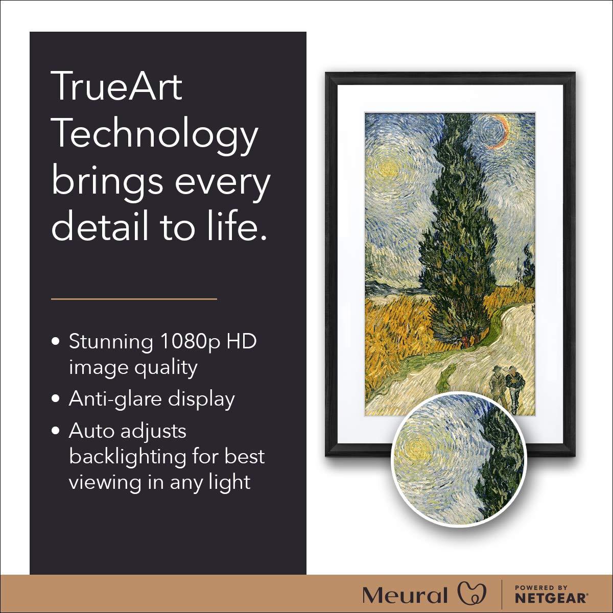 Meural Meural Canvas II – The Smart Art Frame with 21.5 in. HD Digital Canvas That Renders Images and Photography in Lifelike Detail | 16X24 Black Frame | WiFi-Connected | Powered by NETGEAR (MC321BL)