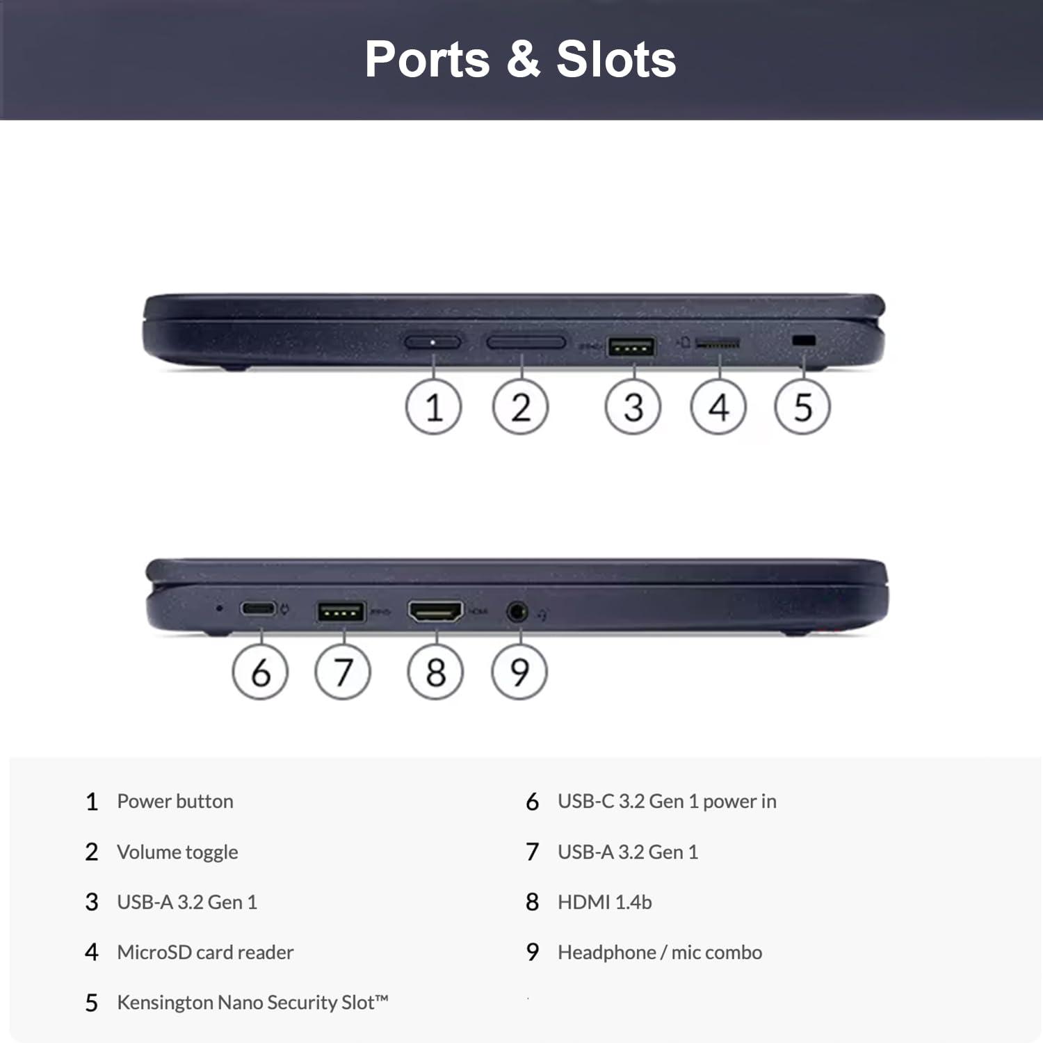 Lenovo Lenovo 500w Gen 3 Student 2-in-1 Laptop, 11.6" HD Touchscreen, Intel Pentium Silver N6000, 8GB RAM, 128GB SSD, HDMI, Webcam, MicroSD Card Reader, Touchpad, Wi-Fi 6, Windows 11 Home, Black