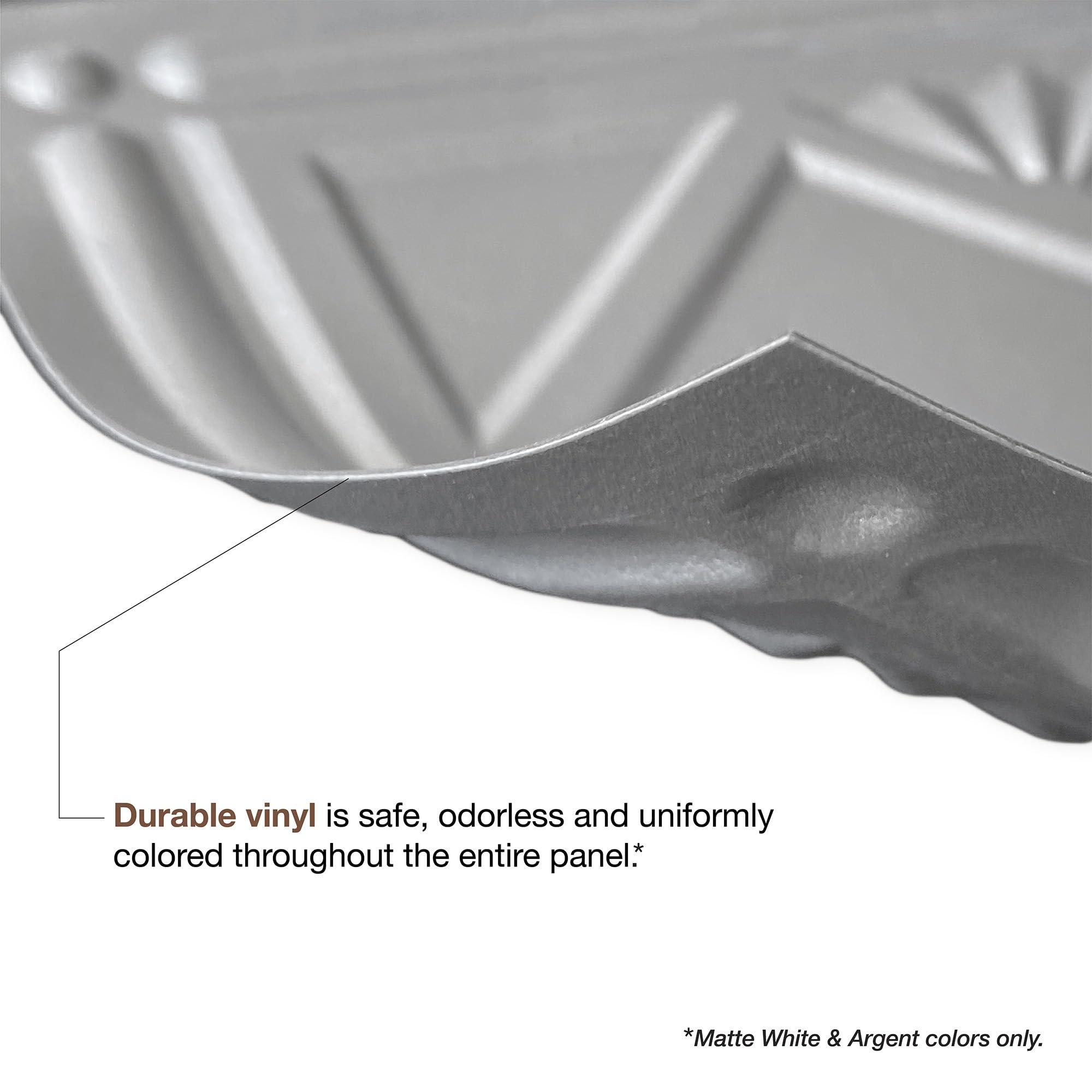 FASDE FASDE Traditional Style/Pattern 4 Decorative Vinyl 18in x 24in Backsplash Panel in Matte White (5 Pack)