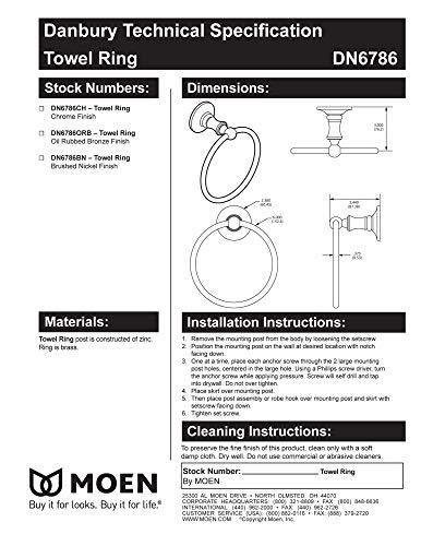 Moen Moen DN6786ORB Danbury Collection European Single Post Bathroom Hand Towel Ring, Oil-Rubbed Bronze