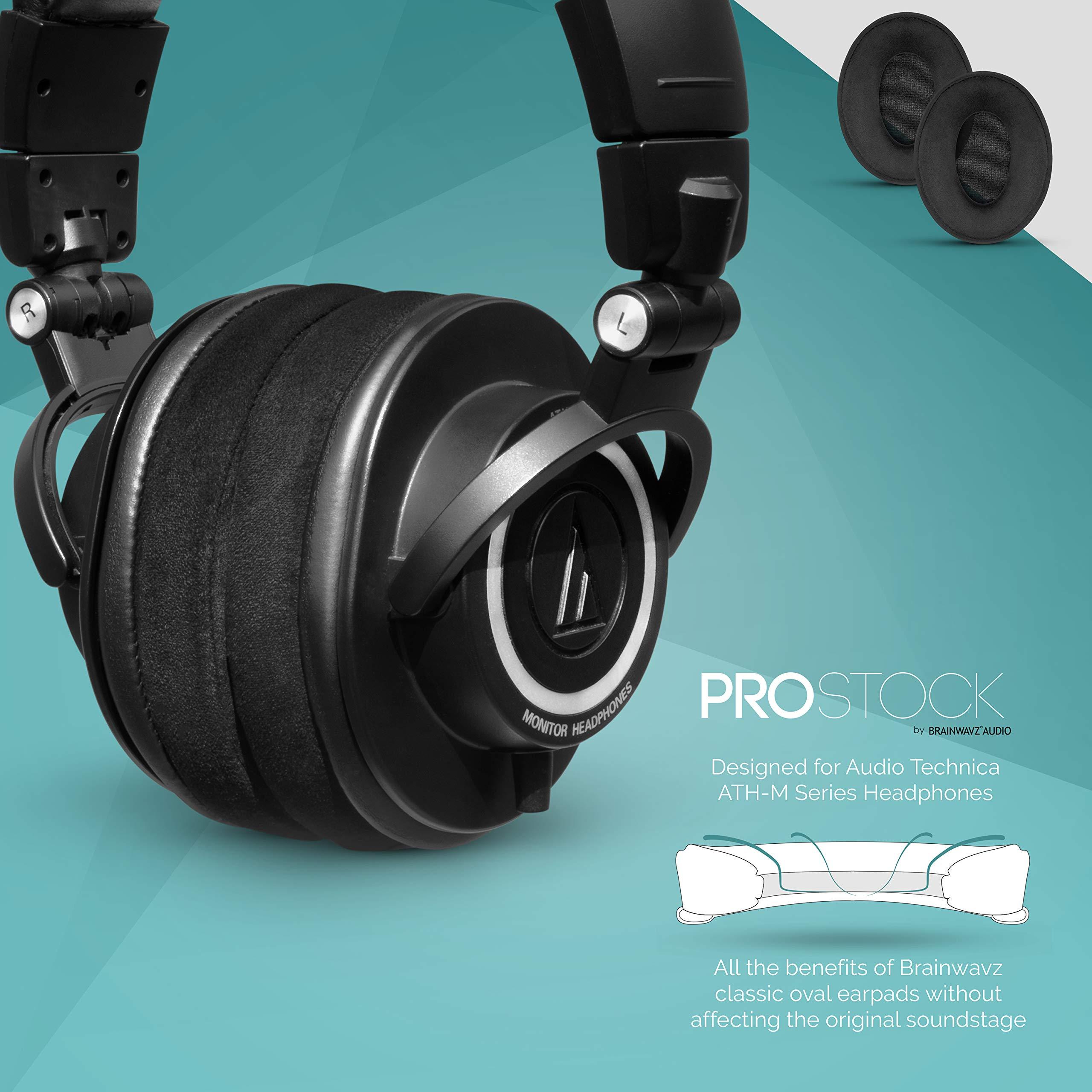 BRAINWAVZ Brainwavz ProStock ATH M50X Upgraded Earpads, Improves Comfort & Style Without Changing The Sound - Ear Pad Designed for ATH-M50X M50BTX M20X M30X M40X Headphones, Vegan Leather (Micro Suede)