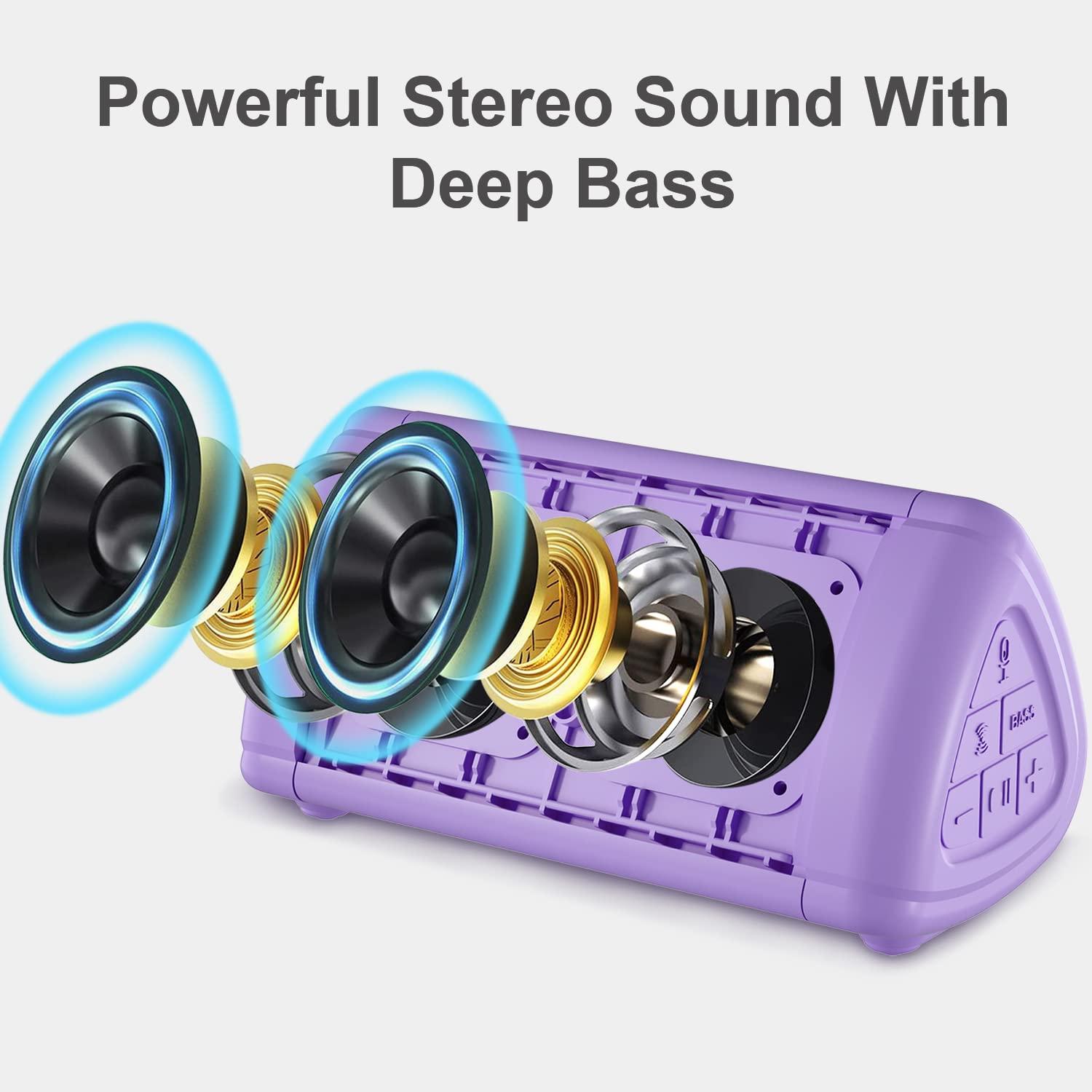 P Prosonic Prosonic BT3 Portable Wireless Bluetooth Speaker with 10W Stereo Sound & Bass Boost -Rich Sound & Intense Bass -Bluetooth 5.0 -Microphone -IPX5 - in & Outdoor Speaker (Purple)