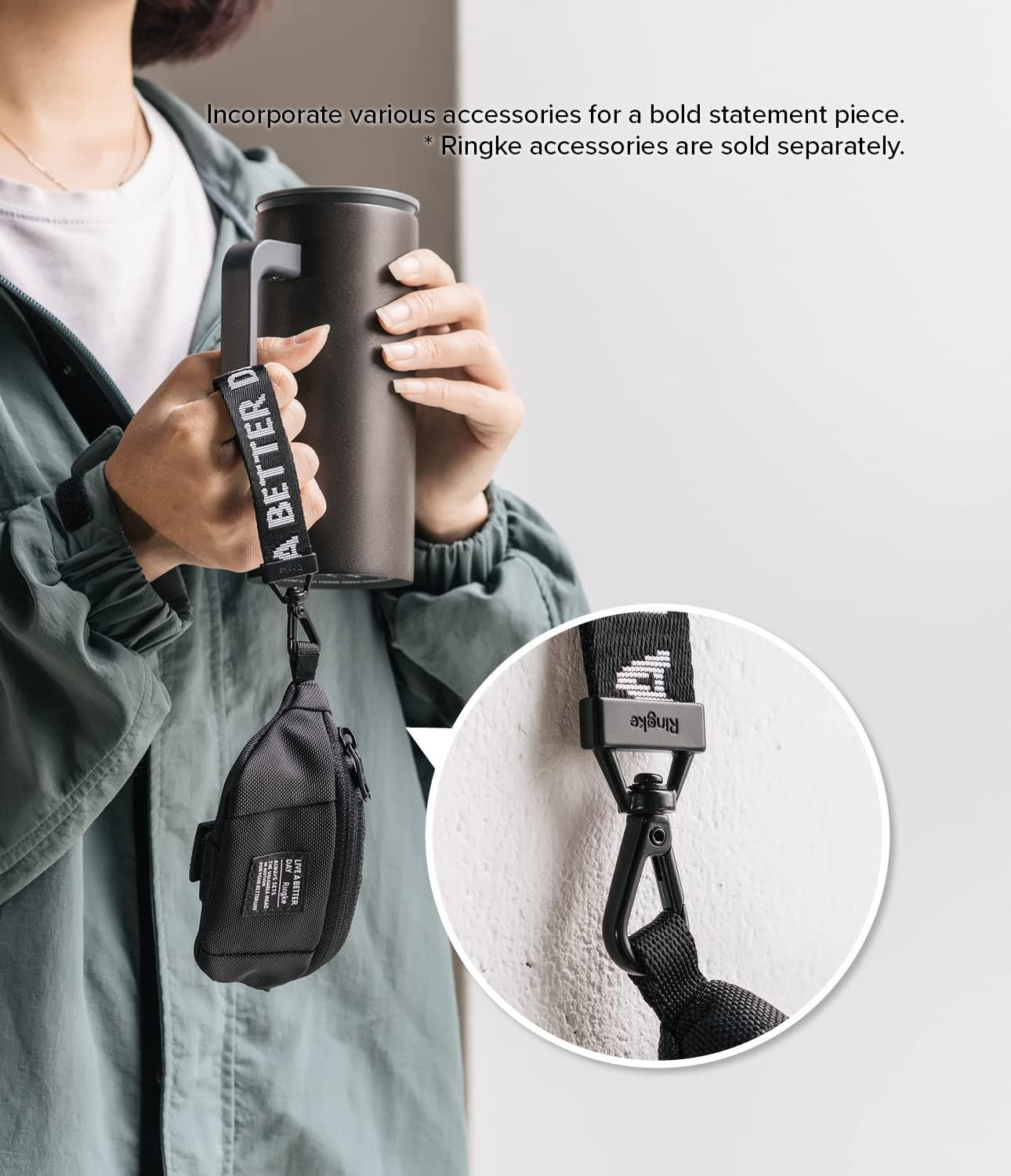 Ringke Ringke Mini Pouch Sling Bag, Small Bag for Universal Wireless Ear Buds, Durable Waterproof Keychain Accessories Compatible with AirPods Pro 2nd Generation and AirPods 4 Case - Black