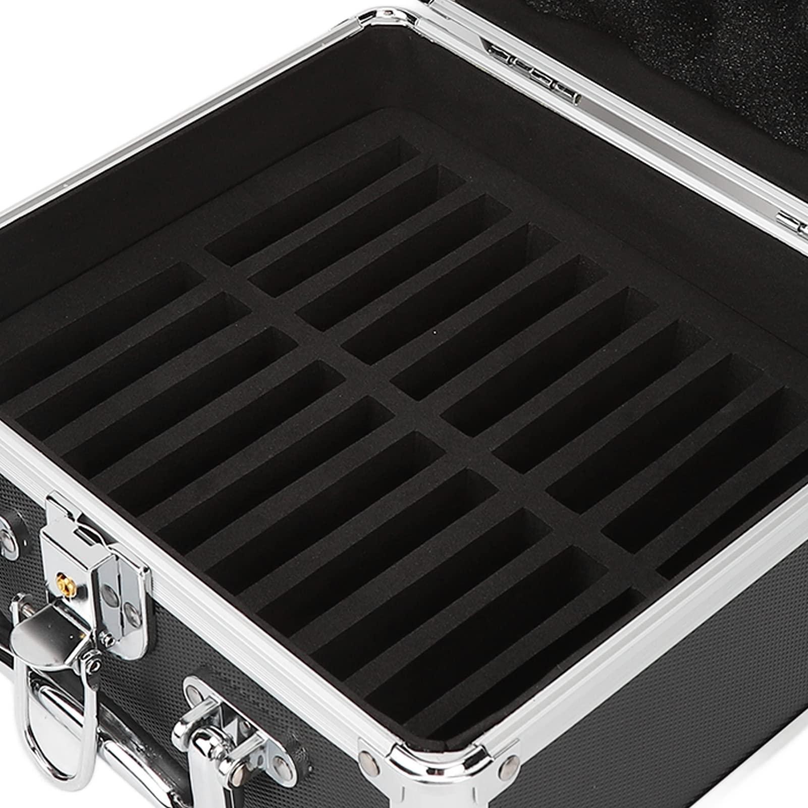 Heayzoki 2.5 Inch Hard Drive Storage Box, Hard Drive Storage Box Case with Security Lock, 20 Bays Waterproof External Hard Disk Carrying Case Convenient Handle