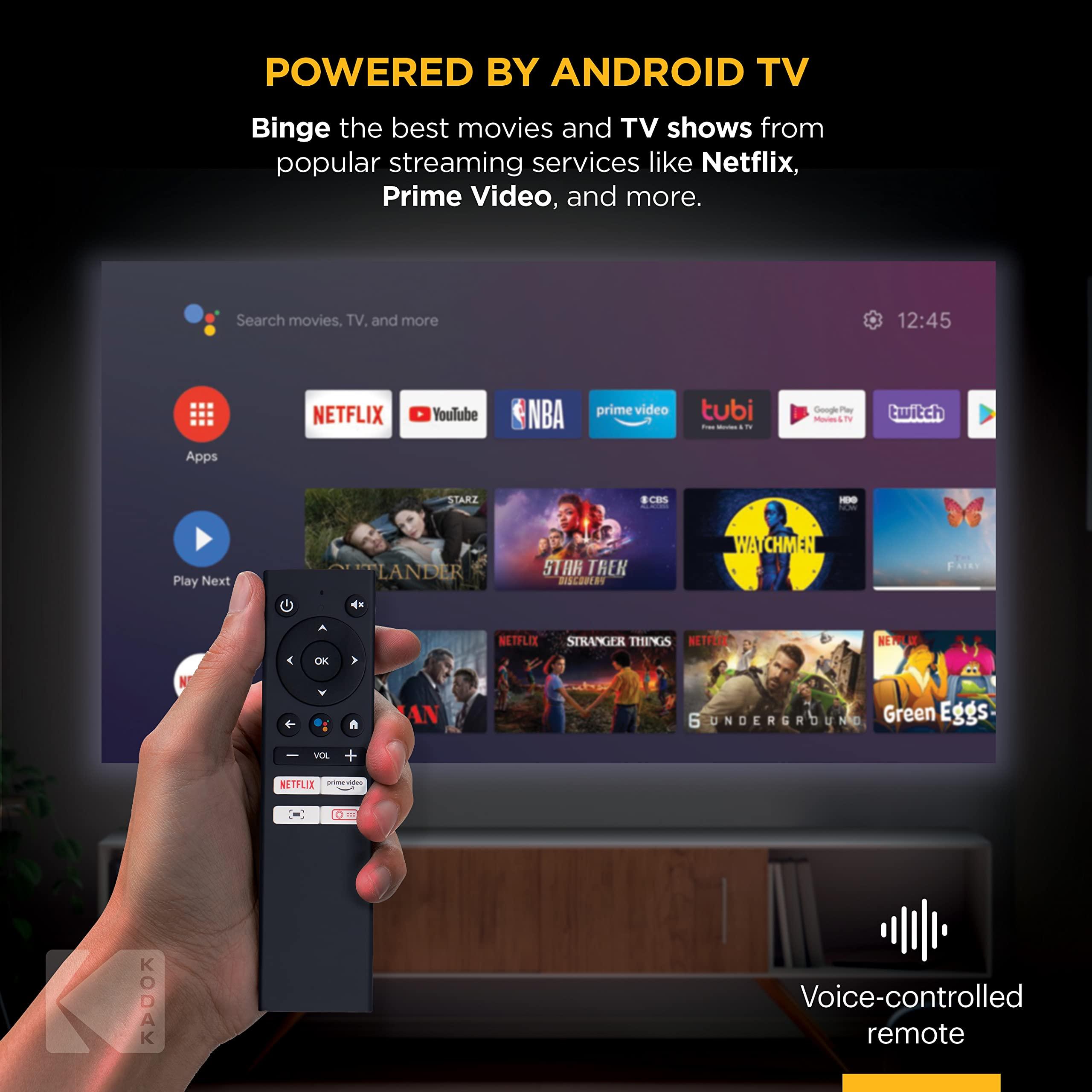 KODAK KODAK FLIK HD9 Smart Projector | Mini Black Portable Indoor & Outdoor Movie with Android TV Streaming Apps, Wi-Fi and Bluetooth, Built-In Speakers & Voice Remote | FHD 1080p for Screens Up to 120