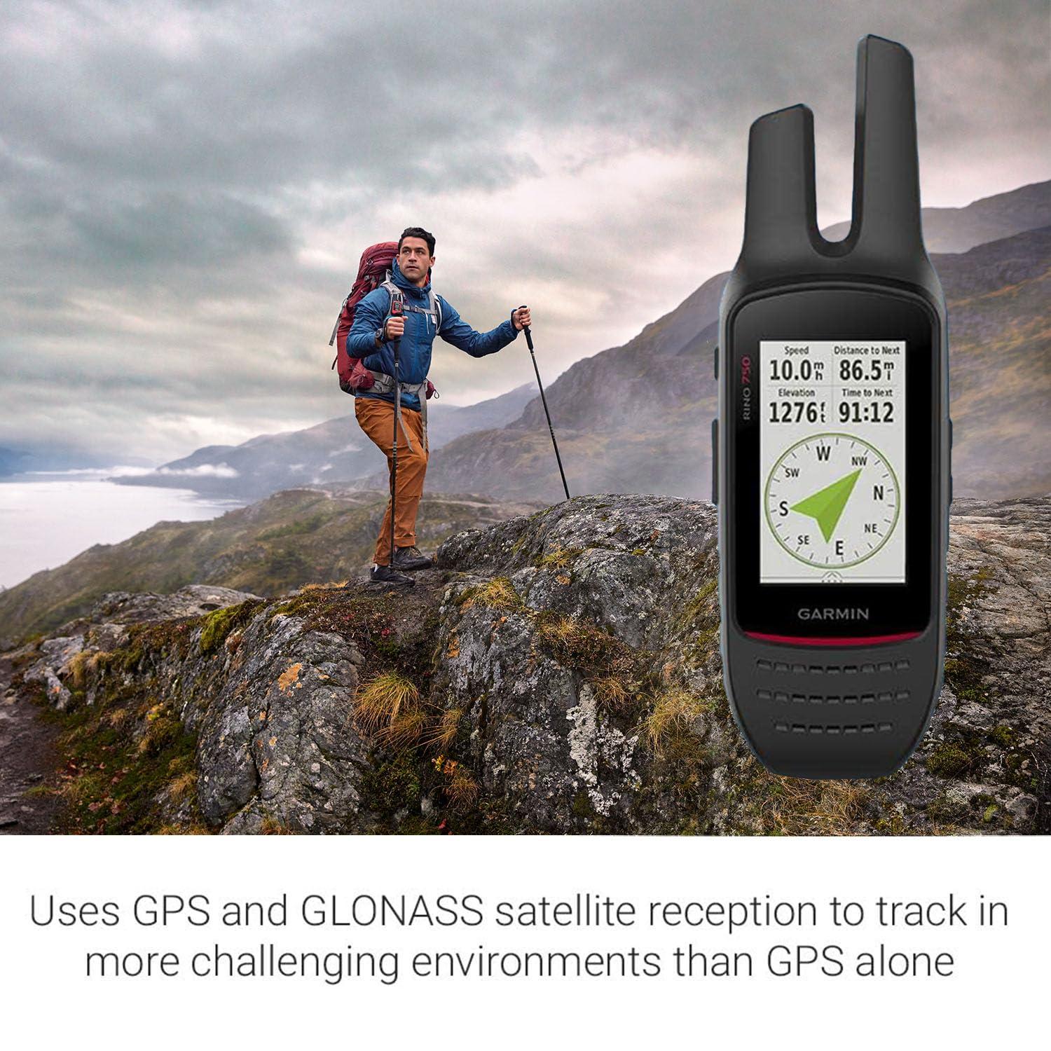 Certified Brands Garmin Rino 750 2-Way Radio/GPS Handheld and Dark Energy Poseidon Pro Indestructible Charger, Black | Touchscreen, 20 Mile Radio Range, Worldwide Base Mapping, Weather Forecasts