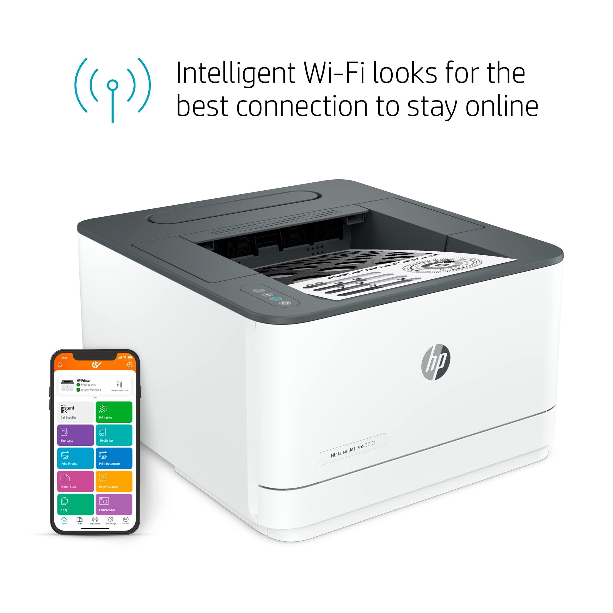 HP HP LaserJet Pro 3001dwe Wireless Black & White Printer with HP+ Smart Office Features (Renewed)