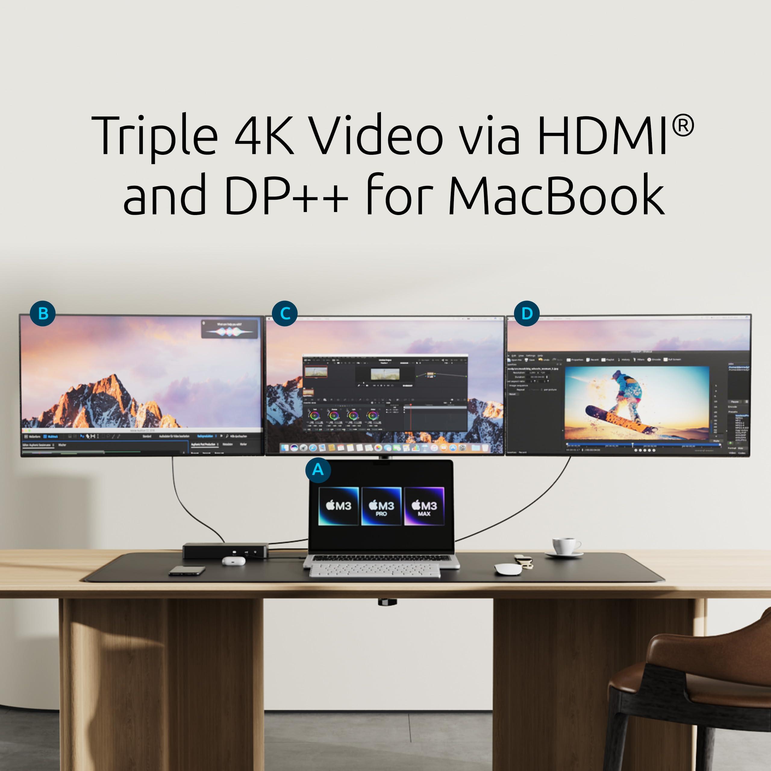 Kensington Kensington SD4790-MAC EQ USB-C DisplayLink Triple 4K Docking station for MacBook with 100W Laptop Charging, 3xHDMI, 3xDisplayPort, Audio, Ethernet, for M1/M2/M3 (K33621NA)