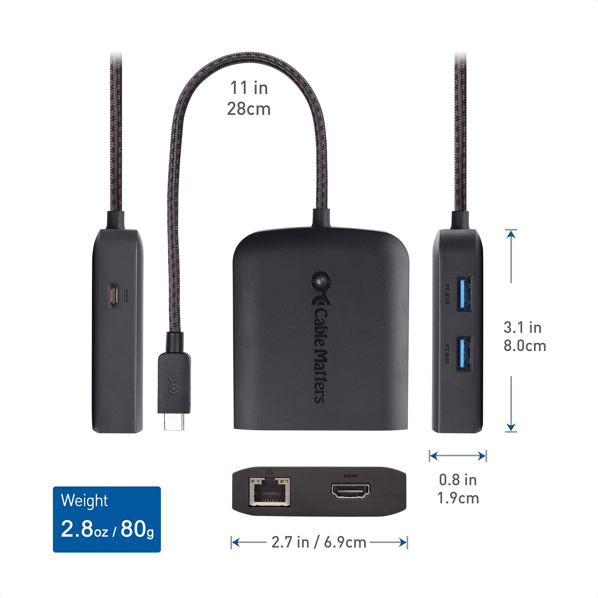Cable Matters Cable Matters USB C Hub HDMI 2.1, Up to [8K@30Hz/4K@120Hz, 100W Charging, 5Gbps Data Transfer] Gigabit Ethernet, USB-C HDMI Dock, USB C HDMI 2.1 Hub Compatible with Thunderbolt 4, Max 4K@60Hz on MacOS