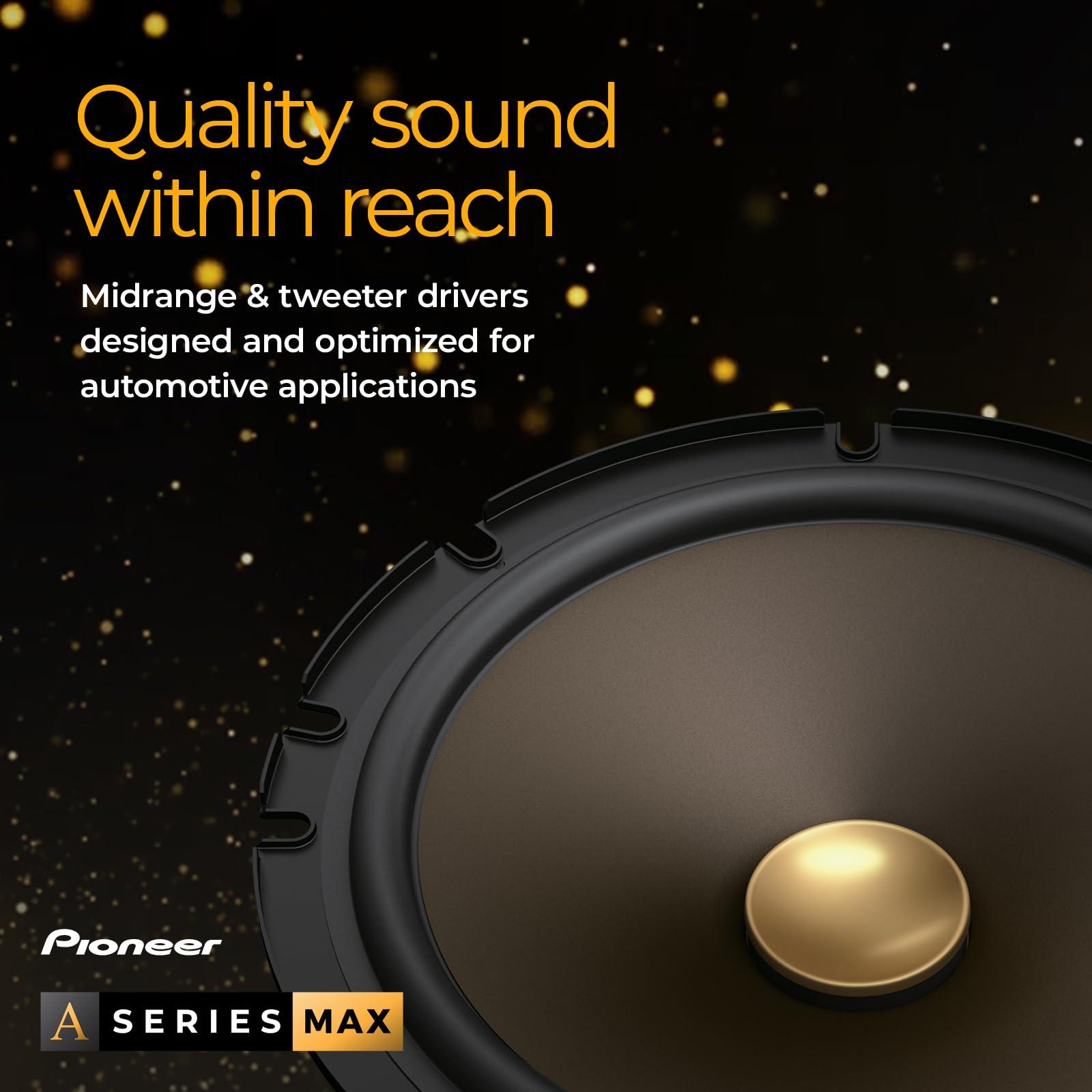 Pioneer Pioneer A-Series MAX TS-A683FH, 2-Way Coaxial Car Audio Speakers, Full Range, Clear Sound Quality, Easy Installation and Enhanced Bass Response, Full Gold Colored 6 x 8 Oval Speakers