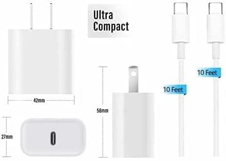 BikeAnything USB C iPad Fast Charger for iPad 10th,iPad Pro 12.9/11 in 2022/2021/2020/2018,iPad Air 4th/5th Gen,iPad Mini 6th Generation,iPad Wall Fast Charger Block with Extra Long 10FT USB C to C Cable
