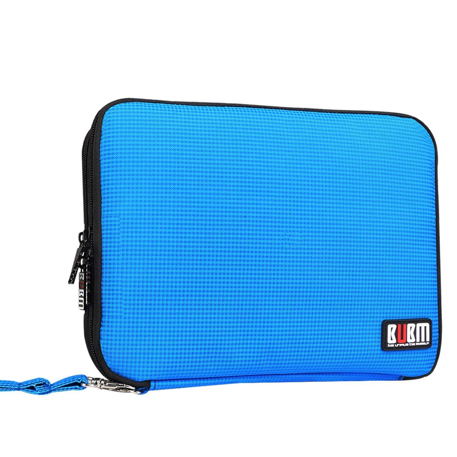 BUBM BUBM Double Layer Electronics Organizer/Travel Gadget Bag for Cables, Memory Cards, Flash Hard Drive and More, Fit for iPad or Tablet(up to 9.7\")-Large, Blue