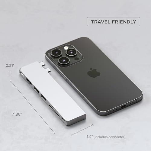 Satechi Satechi USB C Hub Multiport Adapter Pro, USB C Dongle 7 in 1 with USB4 Port, 100W PD, 4K HDMI, USB C Data, 2 USB-A, Micro/SD Card Readers, for MacBook M1 M2 M3 - Silver