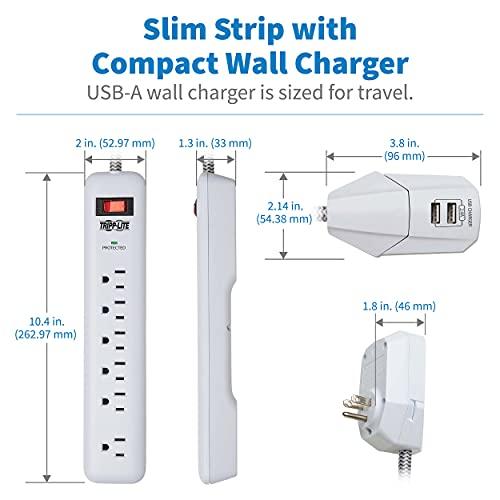 Tripp Lite Tripp Lite Surge Protector Power Strip 7-Outlet with 2 USB Ports 6ft Cord White (TLP616USB)
