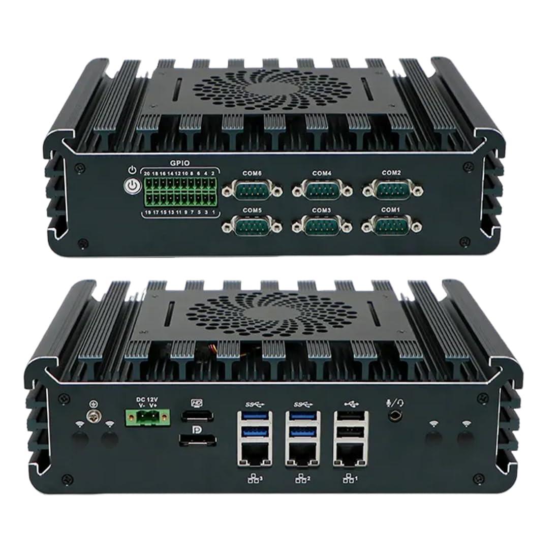 PARTAKER PARTAKER Industrial PC, Mini Computer, IPC, Windows 11 or Linux Ubuntu, Intel Core I3 1115G4, PA-3126, 3 x I225-V 2.5Gbe LAN, HDMI, DP, 6 x COM, 2Pin Phoenix, 16 Way GPIO, 8GB RAM 256GB SSD