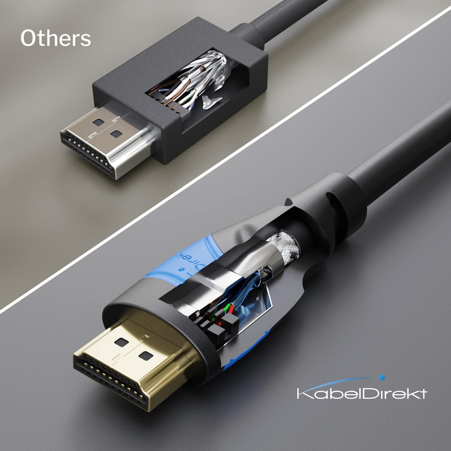 KabelDirekt HDMI Cable 4K 30ft with A.I.S Shielding Designed in Germany (Supports All HDMI Devices Like PS5, Xbox, Switch 4K@60Hz, High Speed HDMI Cord with Ethernet, Black) by CableDirect