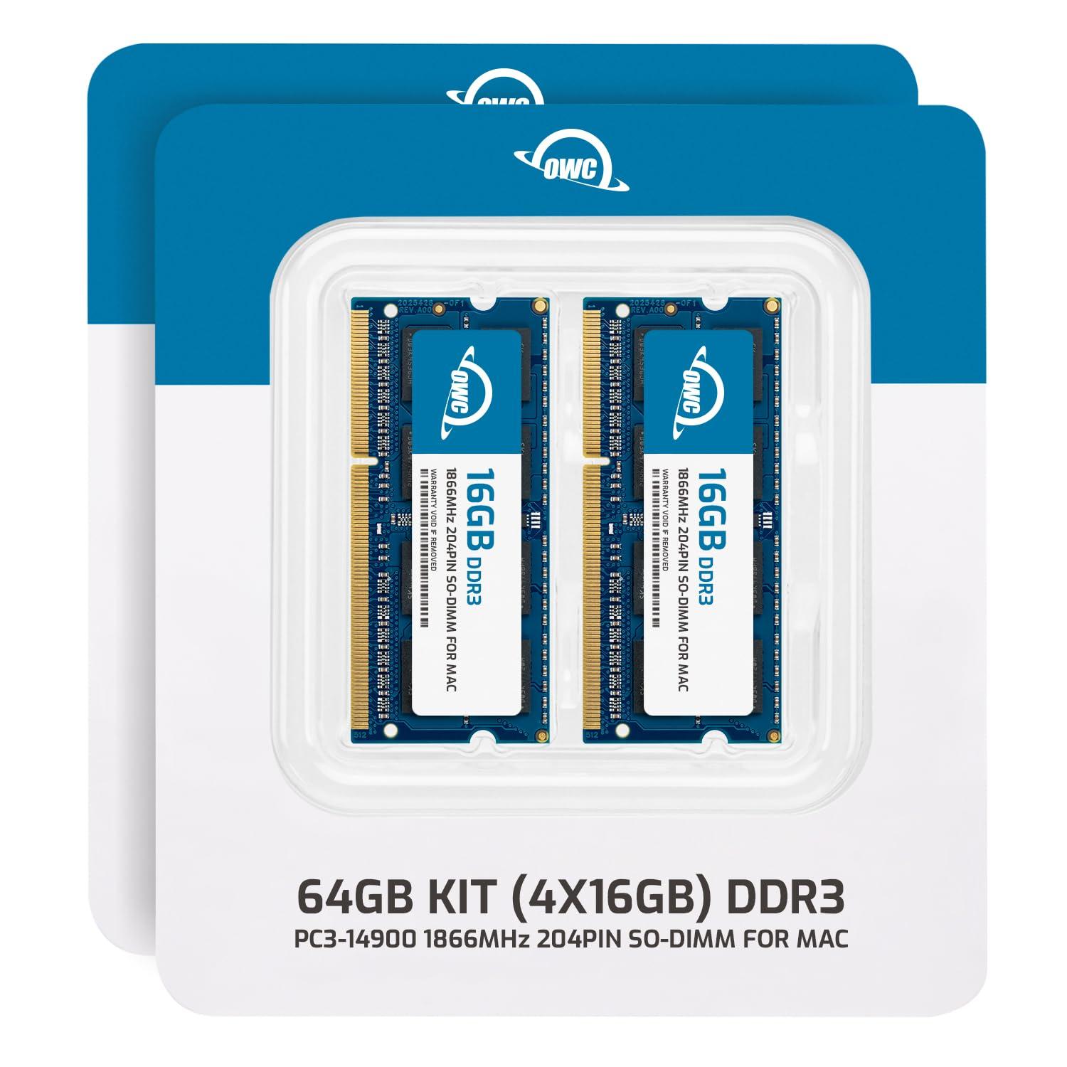 OWC OWC 64GB (4 x 16GB) 1866MHz DDR3 SO-DIMM PC3-14900 204 Pin SO-DIMM CL13 Memory RAM Upgrade Module for 2015 iMac 5K 17,1 an Compaible PCs (OWC1867DDR3S64S)