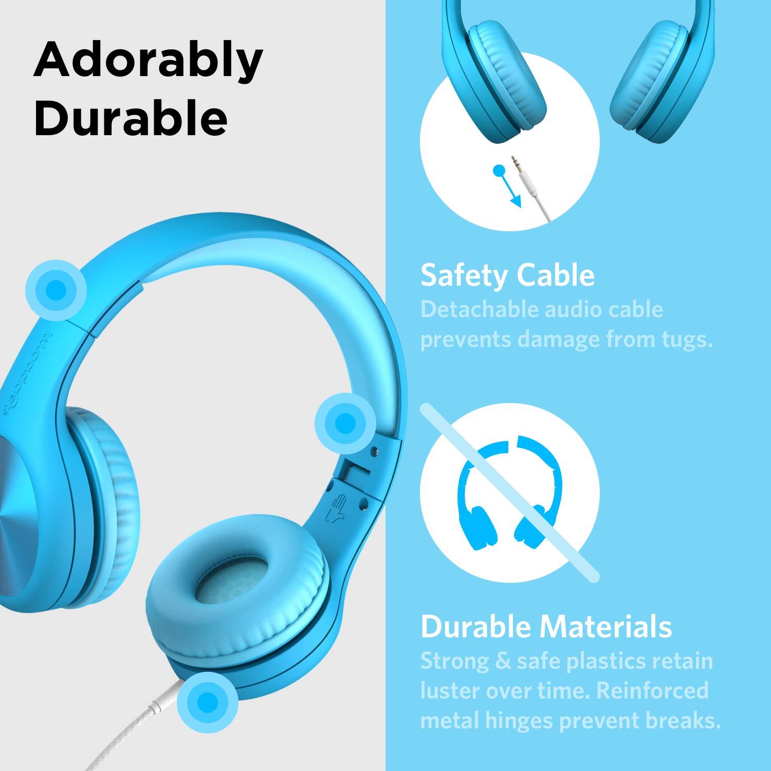LilGadgets LilGadgets Connect+ Pro Wired Kids Headphones for School with Microphone, Volume Limiting & Noise Reduction Over-Ear Headset with Cord, SharePort Technology & SoftTouch Padding, Blue