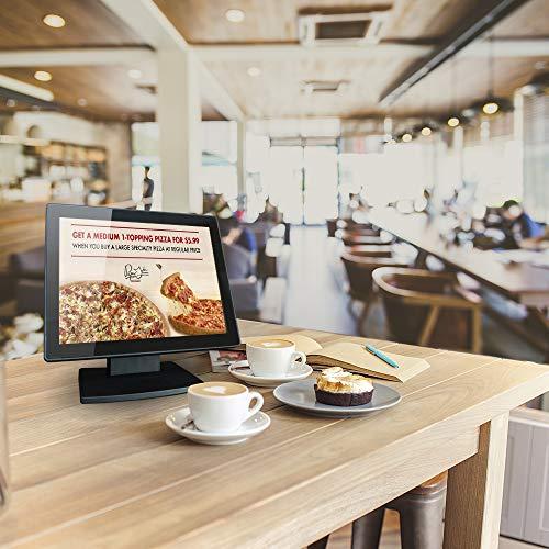 ANGEL POS 12-Inch Capacitive Multi-Touch POS TFT LED Touchscreen Monitor, True Flat Seamless Design with Adjustable POS Stand for Retail Restaurant, HDMI & VGA Inputs, High Resolution 1024 x 768
