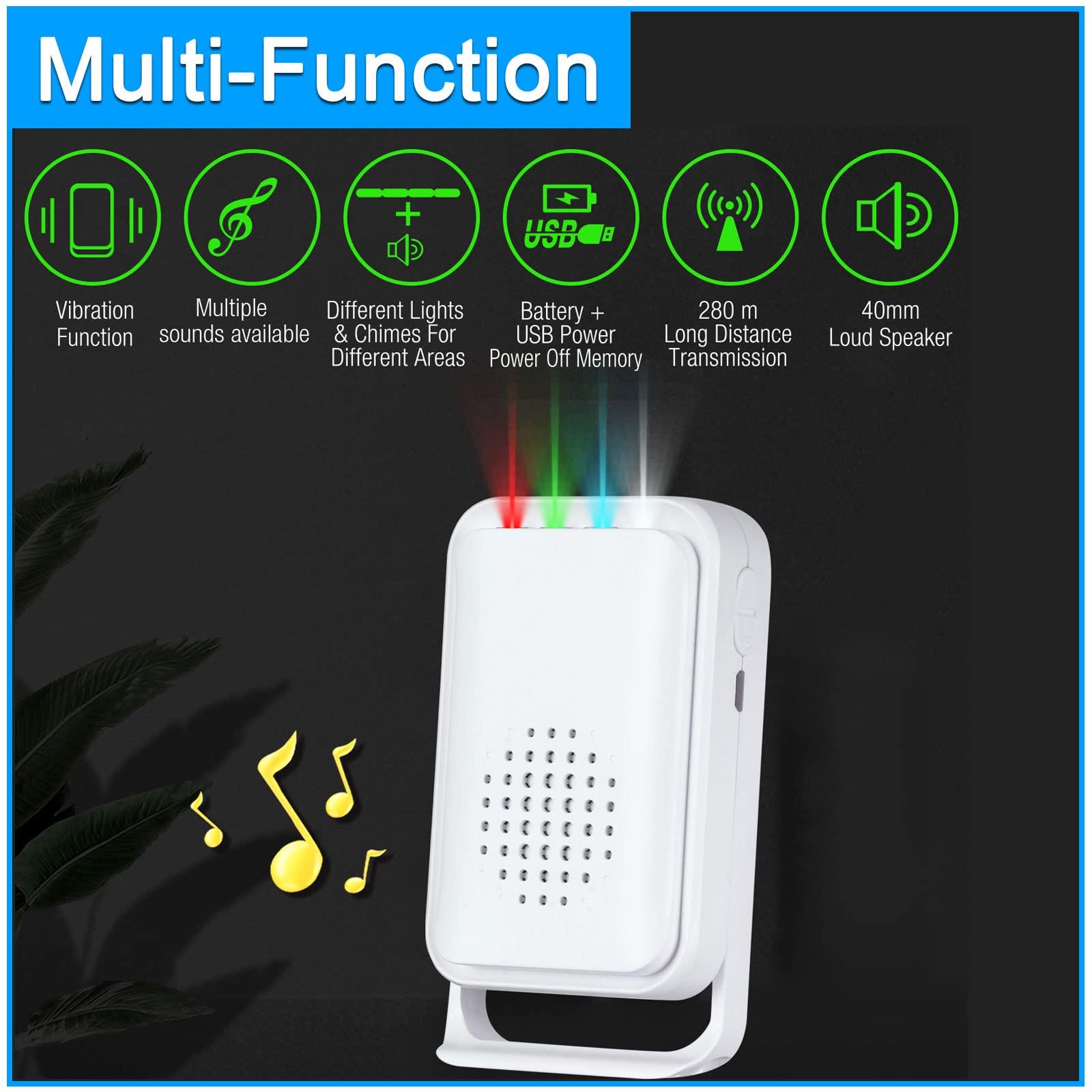 Actpe Wireless Motion Sensor Door Chime: Business Entry Doorbell Indoor Motion Detector Buzzer Monitor for Store Home Entrance Alert Bell, Bed Alarm for Elderly - LED Indicator & Vibration
