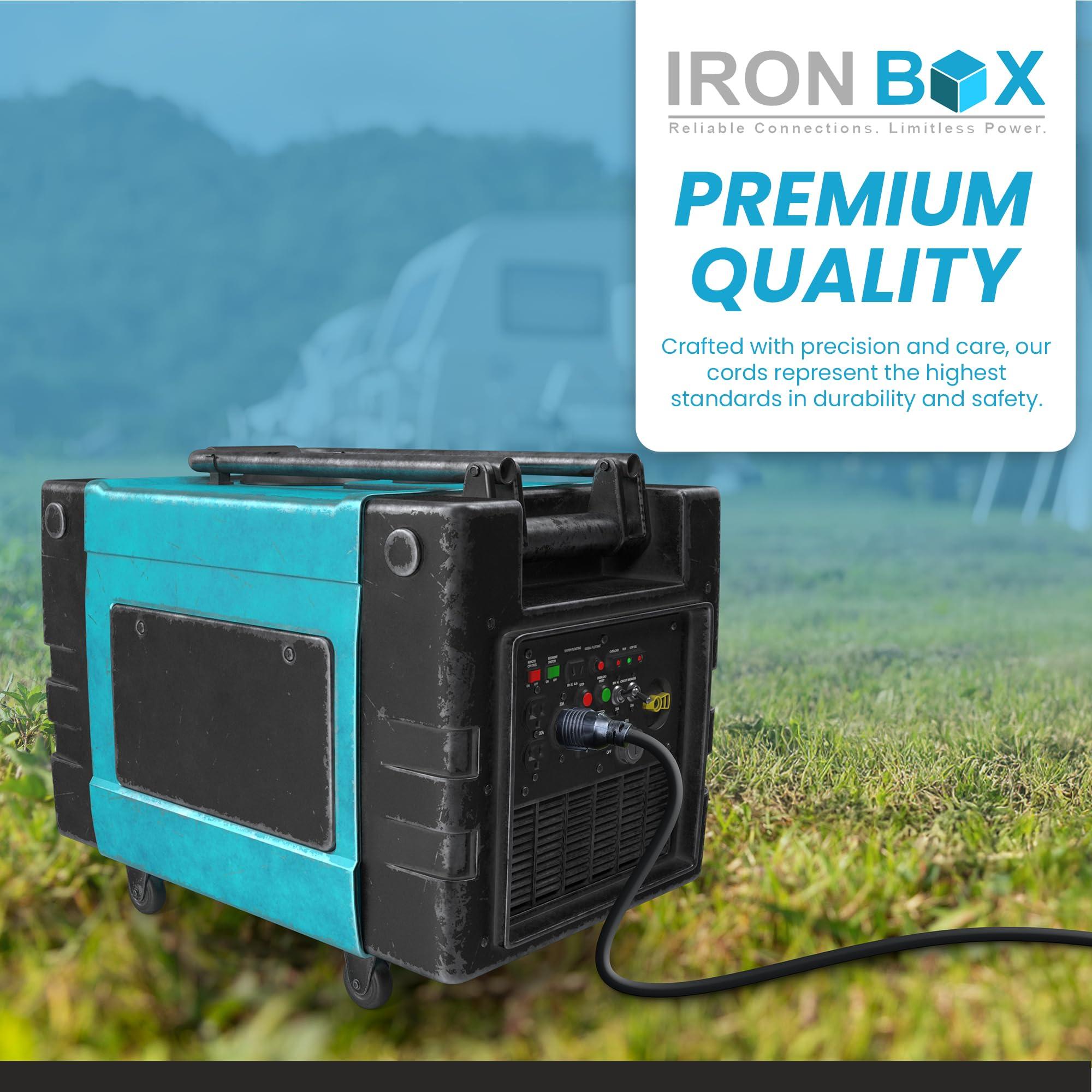 Iron Box IronBox Electric - Heavy Duty NEMA L5-30 Extension Power Cord - 30A/125V UL Listed Extension Cord - Power Cable for RVs, Generators, and Power Tools - Ideal for Indoor & Outdoor Use(Molded, 3 feet)
