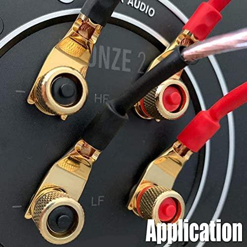 Tertullus Tertullus 8 Pcs Pure Copper Speaker Spade Connectors Y Plug Spade Speaker Wire Connectors 45 Degree Gold Plated Screw Locking Adapter Fork Spade Plugs for Speaker Wire DIY