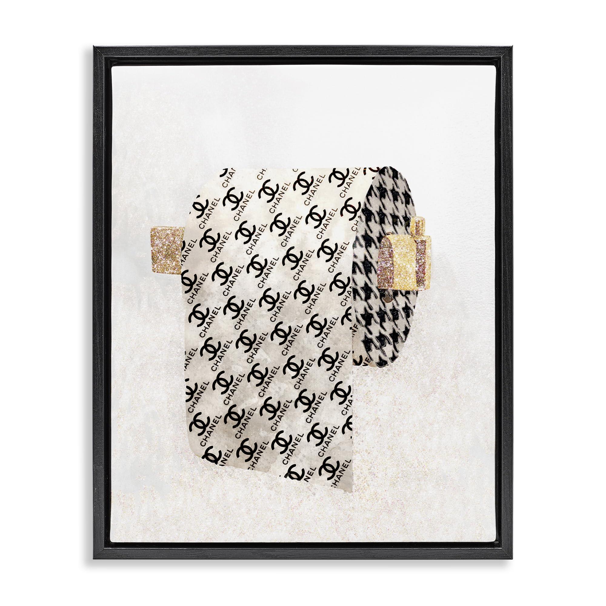 Stupell Industries Stupell Industries Fashion Glam Toilet Paper Designer Detailing Framed Floater Canvas Wall Art Design by Ziwei Li