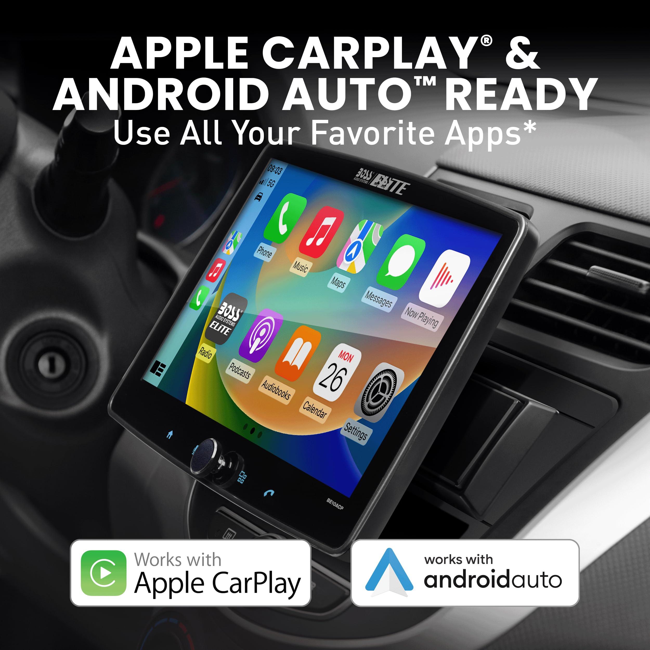 BOSS Audio Systems BOSS Audio Systems Elite BE10ACP Car Stereo - Detachable 10.1\" Touch Screen Car Stereo Apple CarPlay & Android Auto Head Unit, Single DIN with Double DIN Brackets, Bluetooth, No CD/DVD Player