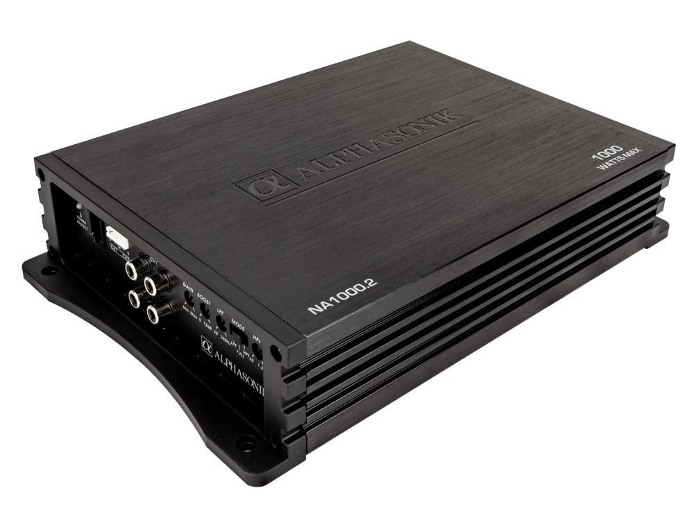 Alphasonik Alphasonik NA1000.2 Neuron Series 1000 Watts Max 2-Channel Car Amp with 4-Way Protection Circuitry Multi-Channel Bridgeable Class A/B Amplifier Low & High Level Inputs (Remote Bass Knob Included)