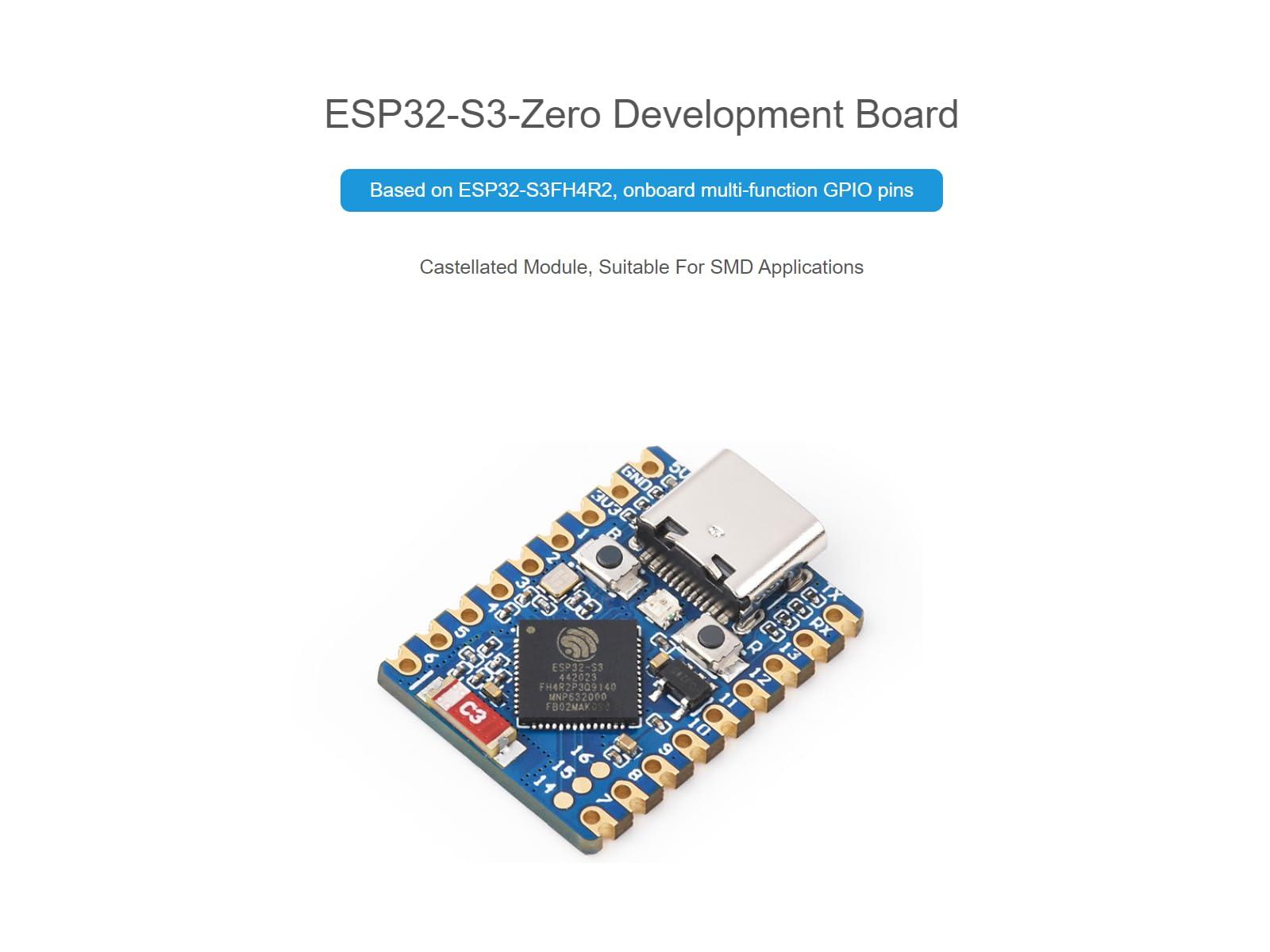 waveshare waveshare ESP32-S3 Mini Development Board with 2.4GHz Wi-Fi,Bluetooth 5 Support,Based on ESP32-S3FH4R2 Dual-Core Processor,240MHz Running Frequency, USB Type-C Port