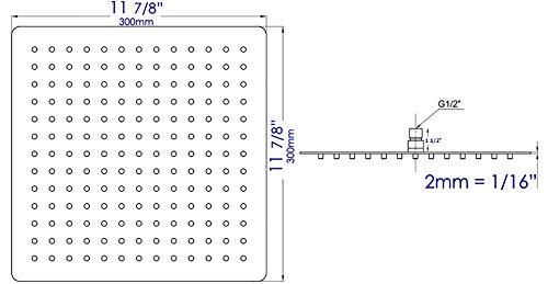 ALFI brand ALFI brand RAIN12S 12-Inch Solid Square Ultra Thin Rain Shower Head, Polished Stainless Steel
