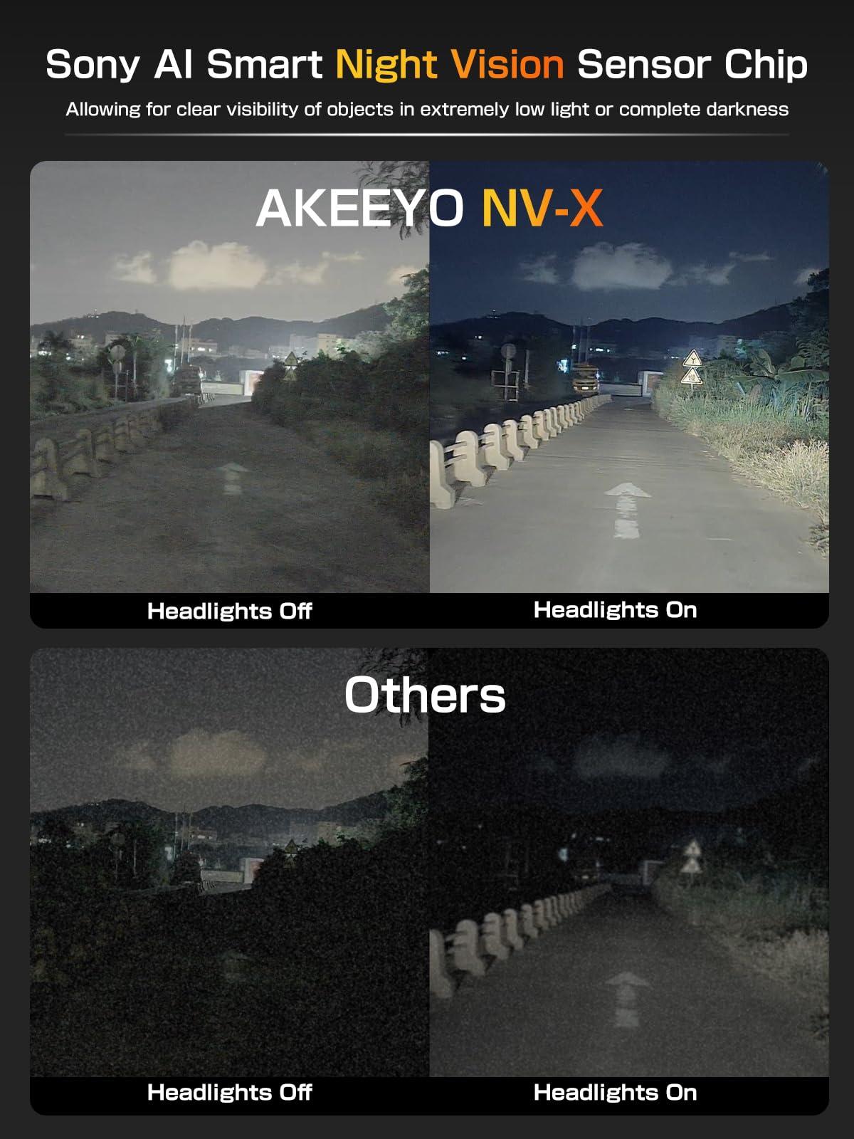 AKEEYO Super Night Vision Rear View Mirror Camera with F1.0 Aperture LensAI Vision RadarBSD HDR/WDRTouch Screen Smart Mirror Dash Cam, Free 32GB Card & GPS,12\" Backup Camera AKEEYO NV-X