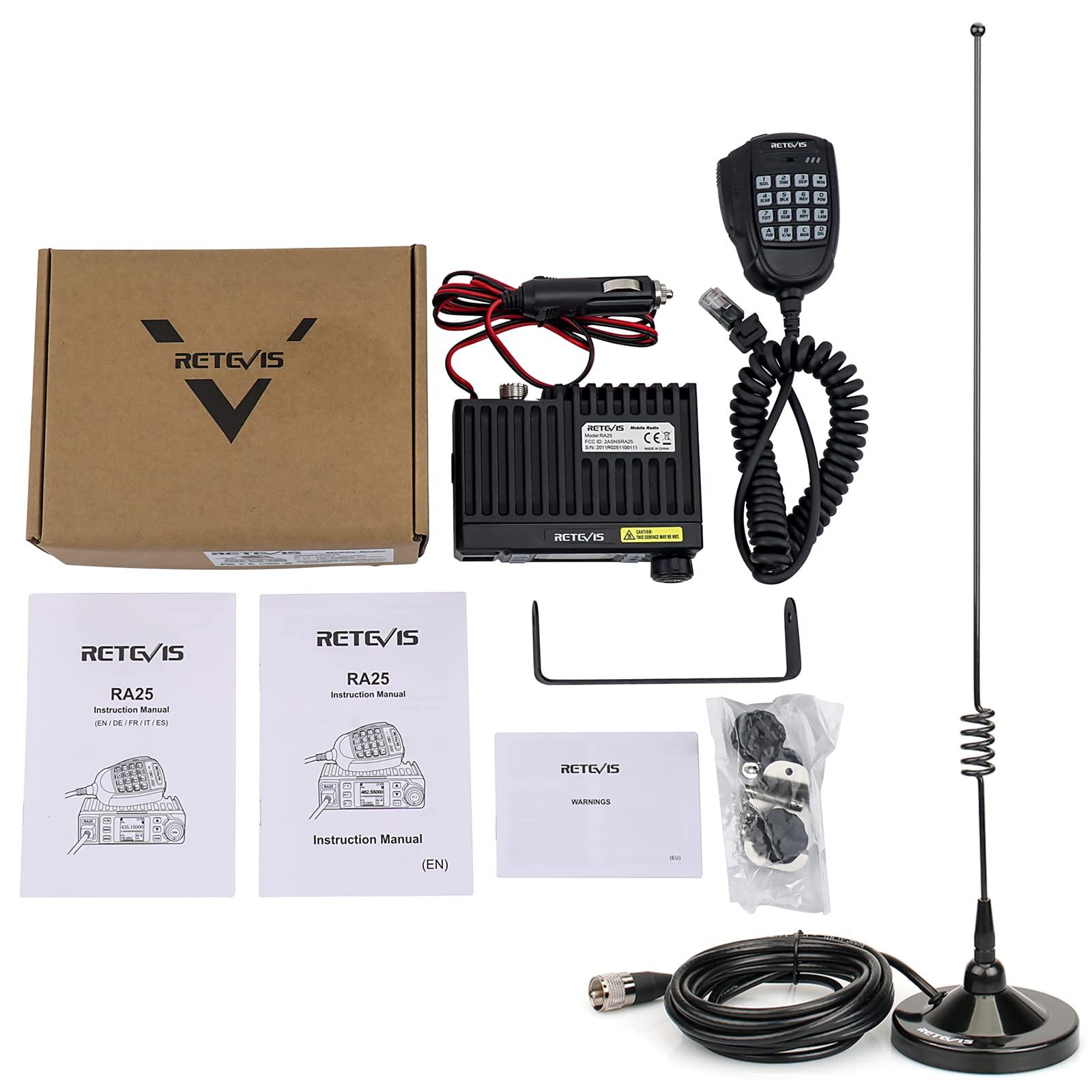 Retevis Retevis GMRS Radio Communication Solutions, RA25 GMRS Mobile Car Radio Mini Mobile Transceiver with 8 Base Station for Farm (1 Pack) with Dual Band Mobile Radio Antenna, 2m/70cm Radio Antenna(1 Pack)