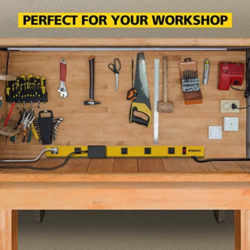 STANLEY Stanley 31613 NCC31613 ShopMAX Pro 6-Outlet Surge-Protector Power Bar, 4-Foot Cord, Yellow