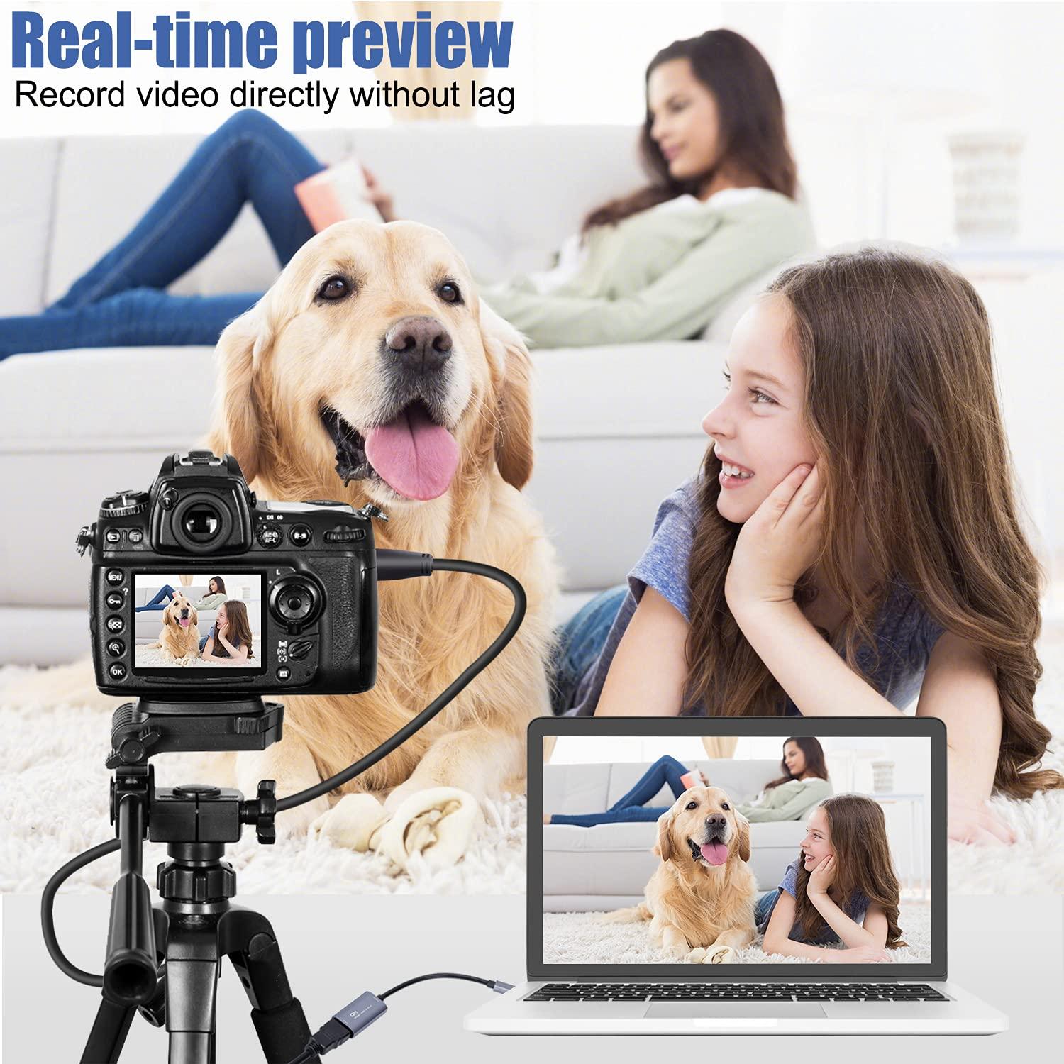 Guermok Guermok Video Capture Card, USB3.0 HDMI to USB C Audio Capture Card, 4K 1080P 60FPS Capture with Type-C Adapter Devices for Gaming Live Streaming, Video Recorder, Windows Mac OS System OBS Zoom