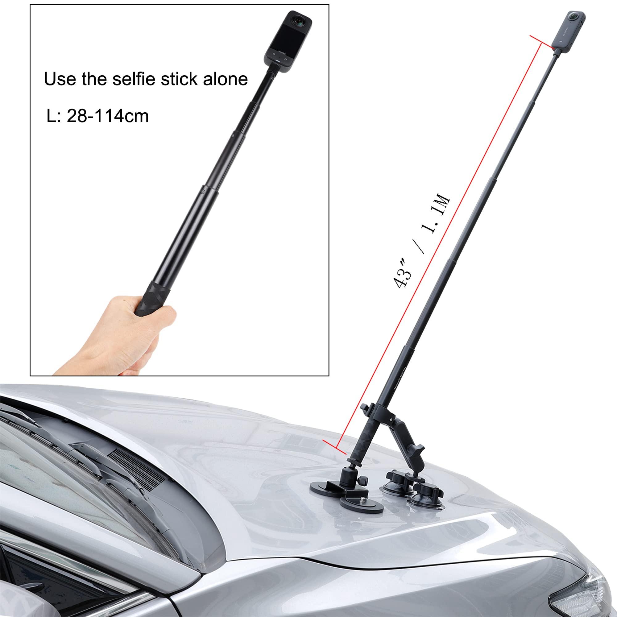 PellKing PellKing Car Mount Kit for Insta360 Camera, 4in1 Suction Cups Magnetic Mount with 114cm Invisible Selfie Stick for Insta360 X4,X3,X2,X,GO 3,ONE RS,R,ONE RS 1-inch 360 Camera
