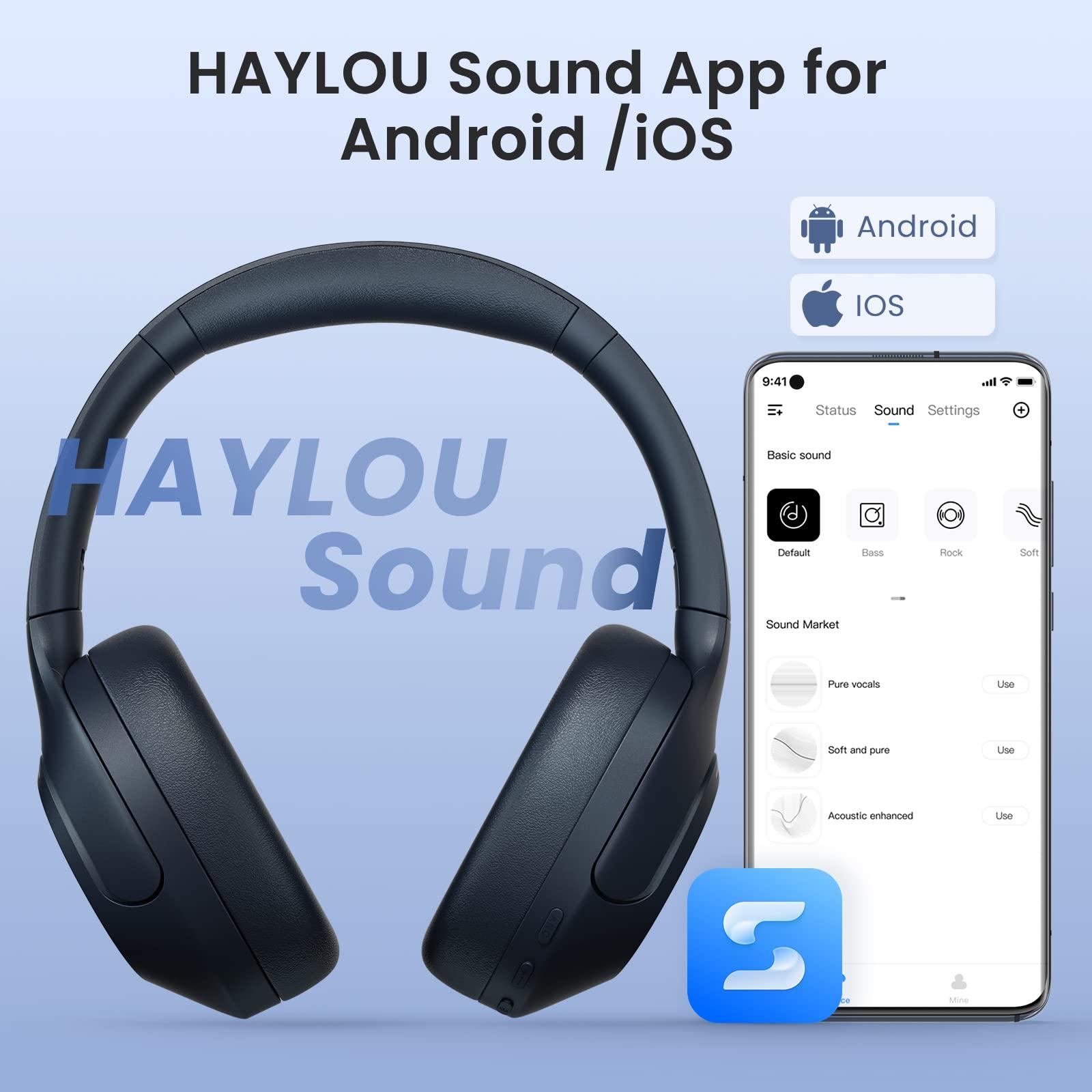 HAYLOU HAYLOU S35 Hybrid Active Noise Cancelling Headphones, Wireless Over-Ear Headphones Bluetooth 5.2, 40H ANC Playtime, Clear Call