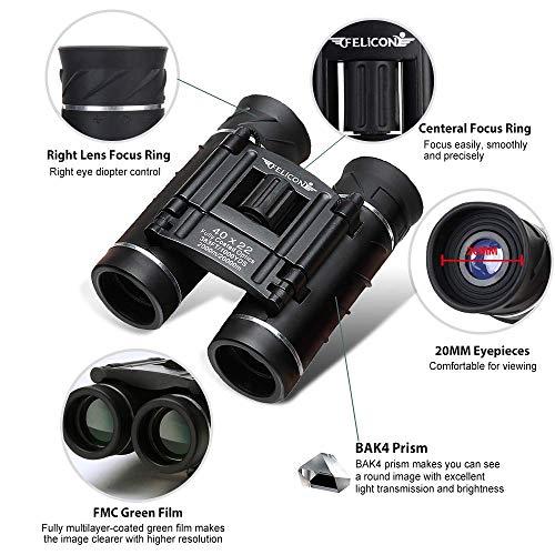 SENMONUS 40x22 Compact Small Binoculars for Adults and Kids, Lightweight Pocket Binoculars for Bird Watching, Travel, Concerts, Sports, Camping and Hiking with Weak Light Night Vision (BAK4 Prism FMC Lens)