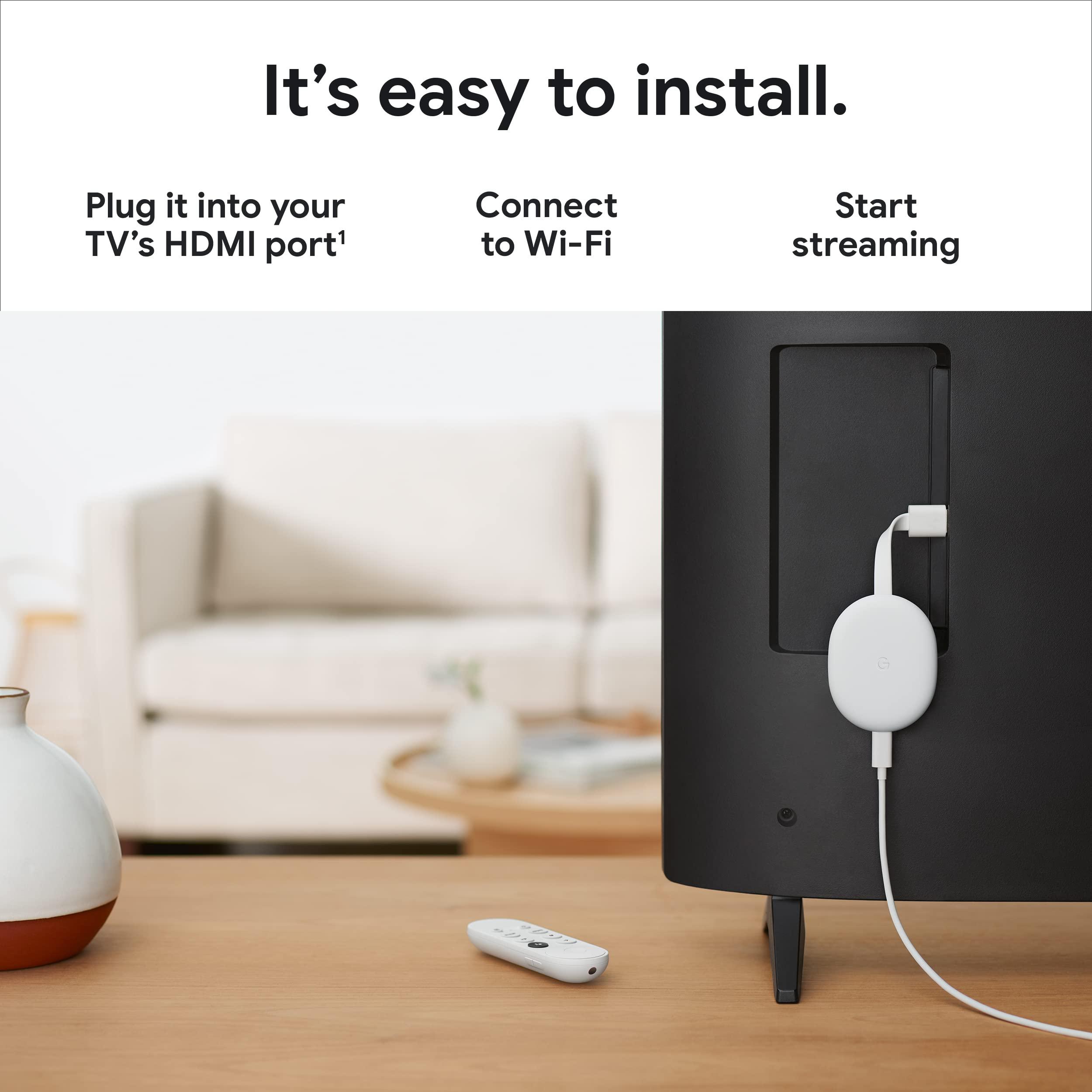 Google Chromecast with Google TV (4K)- Streaming Stick Entertainment on Your TV with Voice Search - Watch Movies, Shows, and Live TV in 4K HDR - Sky Blue with Accessories