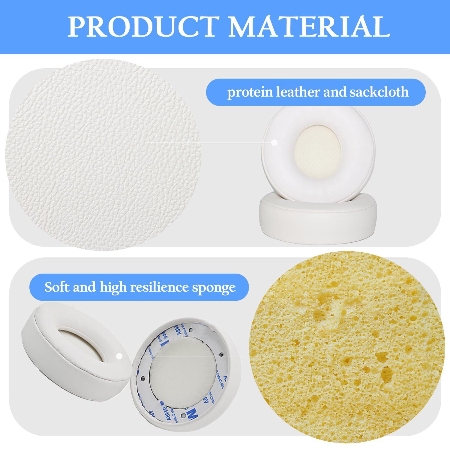 Adhiper Solo Pro Replacement Earpads Protein Leather Replacement Ear Pads Ear Cushion is Compatible with Beats Solo Pro Headphones (White)