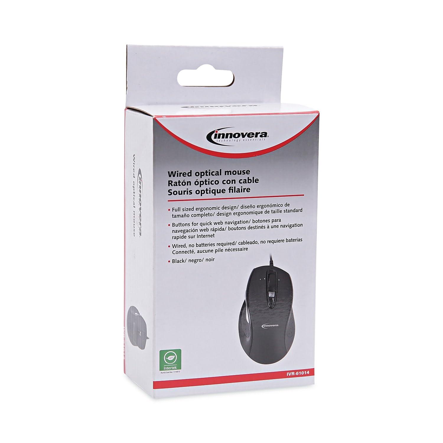 Innovera Innovera IVR61014 USB 2.0 Right Hand Use Full-Size Wired Optical Mouse - Black