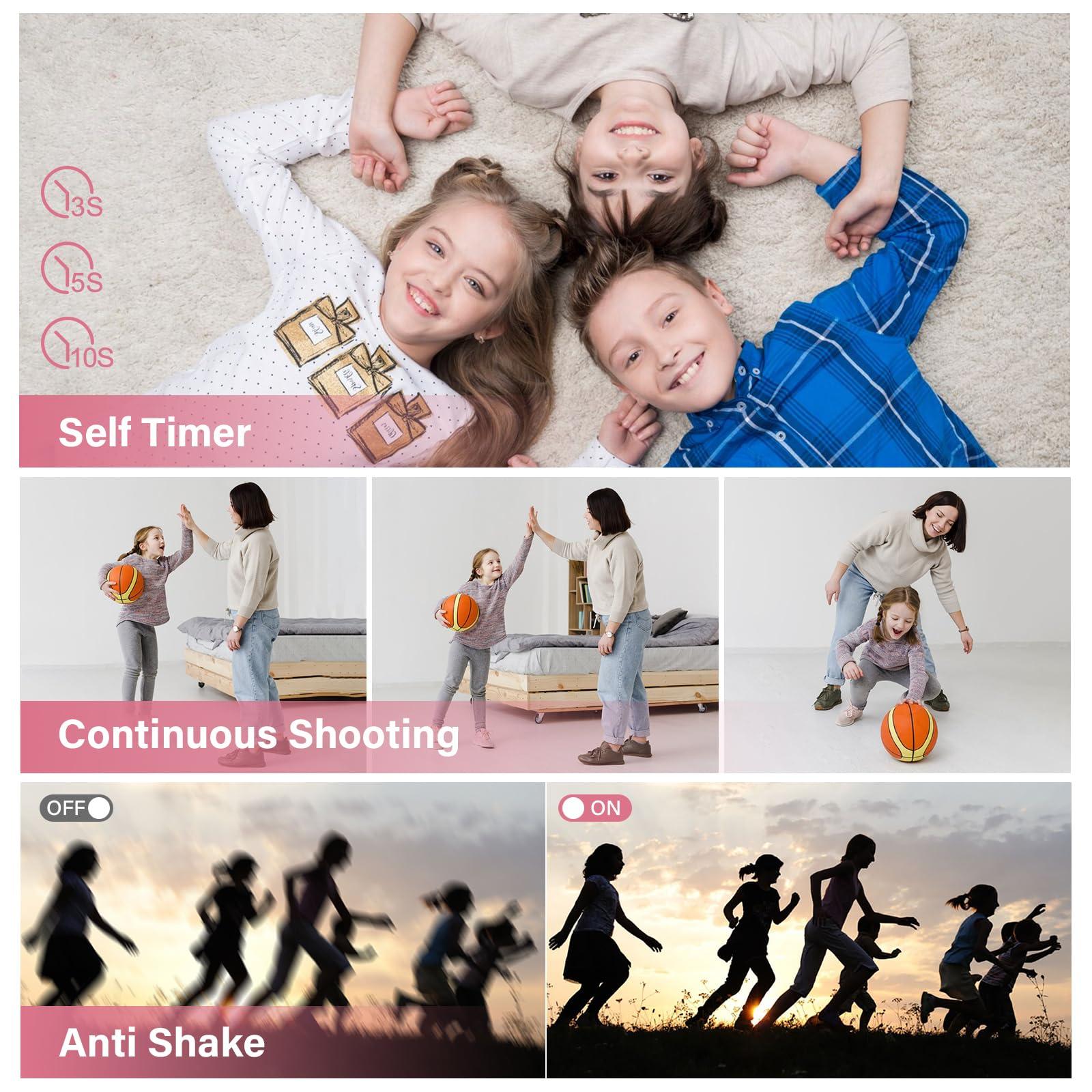 YiFuar Digital Camera - 4K 64MP Digital Camera with 16X Digital Zoom for Photography - UHD Vlogging Camera for Kids and Teens - Compact Point and Shoot Digital Cameras with 32GB SD Card (Pink)