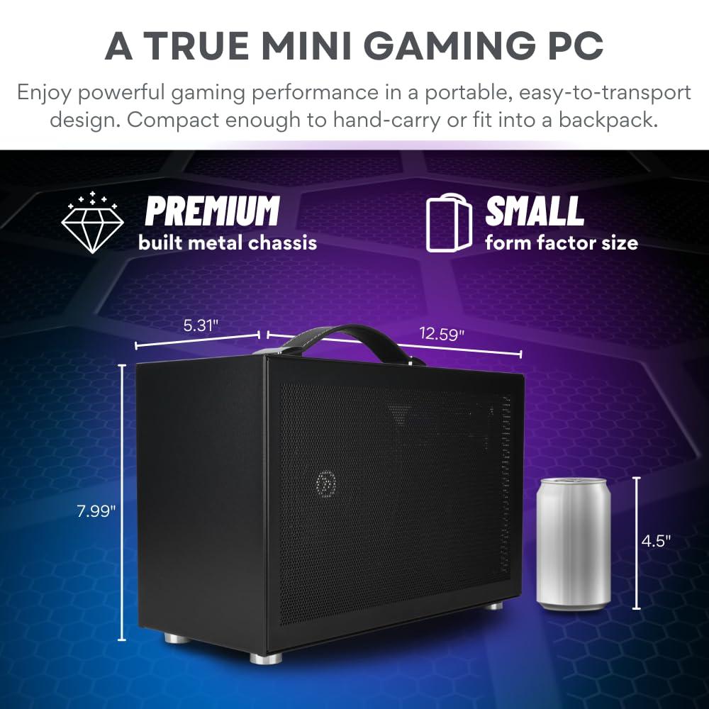 Empowered PC Empowered PC LAN Gaming Desktop (8.1L Small & Light, RTX 4060 Ti, AMD Ryzen 7 7700, 32GB DDR5 RAM, 1TB Gen4 NVMe SSD, Internal WiFi + Bluetooth, Windows 11 Pro) Best Mini ITX SFF Computer (Black)