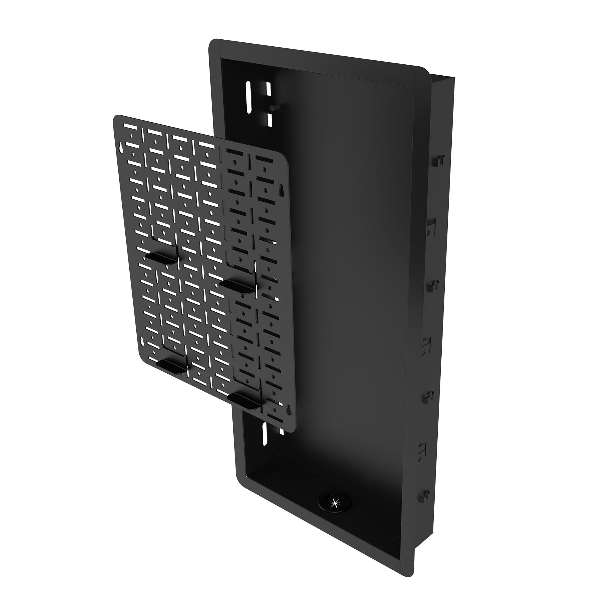 Kanto Kanto R600 Recessed in-Wall Articulating TV Mount for 65\" - 90\" TVs | Fits Large TV Breakout Boxes & Other Gear | Accessory Plate with Space for Full Size AV Gear | Install Between 16\" Studs