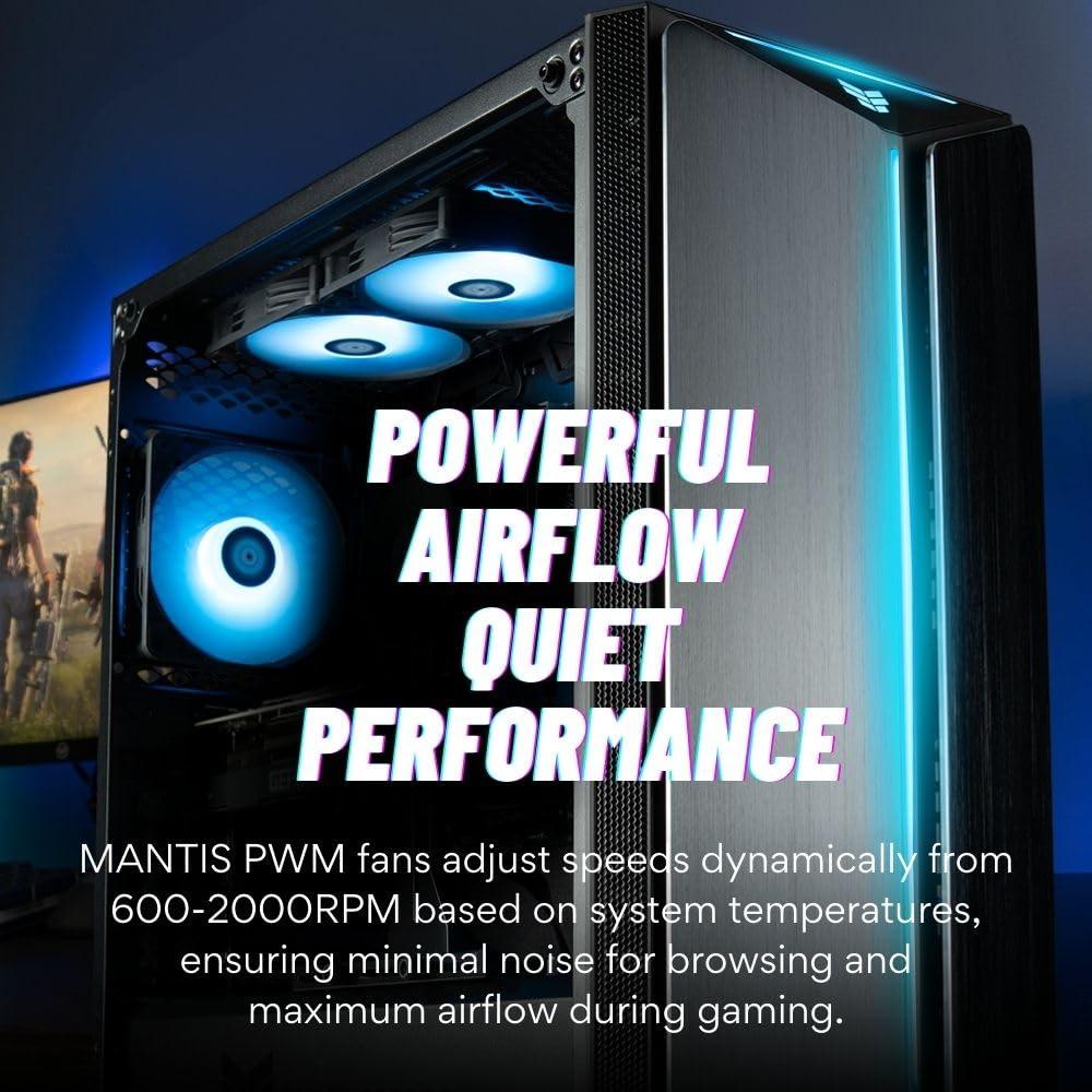 Empowered PC Mantis V2 Gamer Desktop PC (NVD GeForce RTX 4060 Ti, Intel 10-Core i7-12700KF Processor (> 11700F), 32GB DDR5 RAM, 1TB NVMe Gen4 SSD, WiFi 6, USB-C, Windows 11 Pro) RGB Gaming Computer Tower