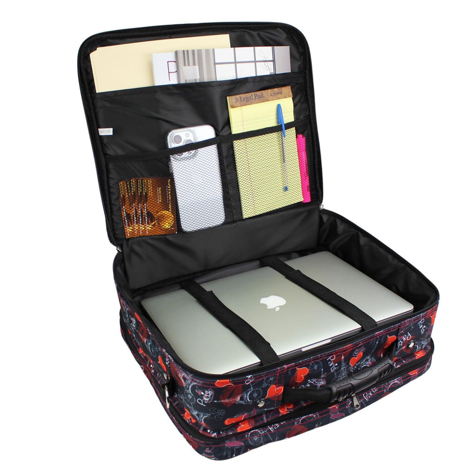 World Traveler World Traveler Rolling 17-Inch Laptop Briefcase Computer Case, Paris Black, One Size