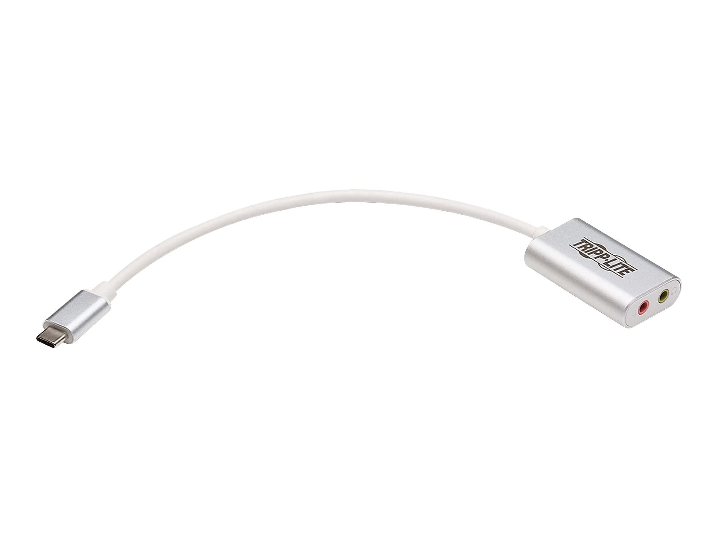 Eaton Tripp Lite USB C to 3.5mm Stero Audio Adapter for Microphone Headphones, Silver (U437-002)