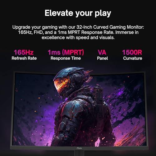 Pixio Pixio PXC325 32 inch 165Hz Refresh Rate FHD 1080p Resolution 1500R Curve VA Panel 1ms Response Time Adaptive Sync HDR Curved Gaming Monitor