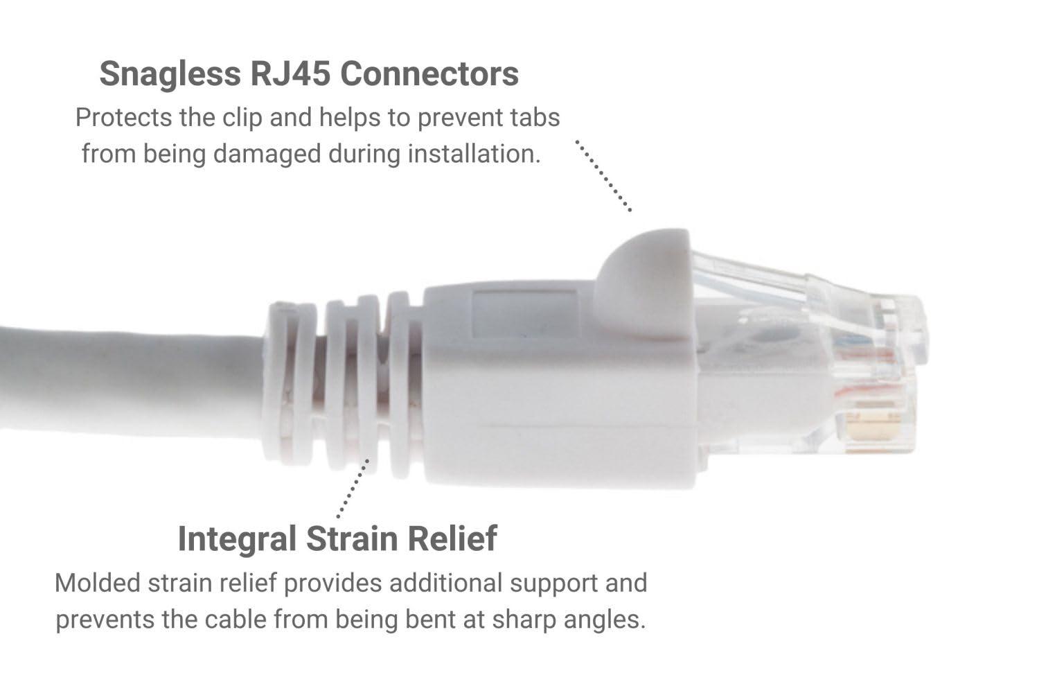 CablesAndKits CablesAndKits - Cat6a Ethernet Cable, Booted, Jacket: PVC (CM), 3 ft, White, Pure Copper, RJ45 Computer & Networking Patch Cord
